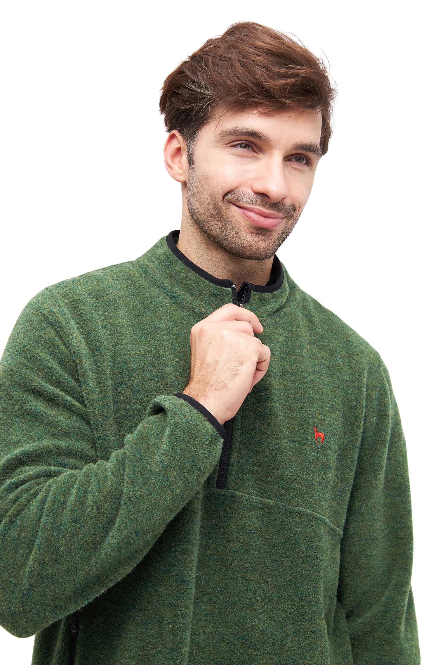 Alpaka Unisex Troyer APU FLEECE-waldgrün