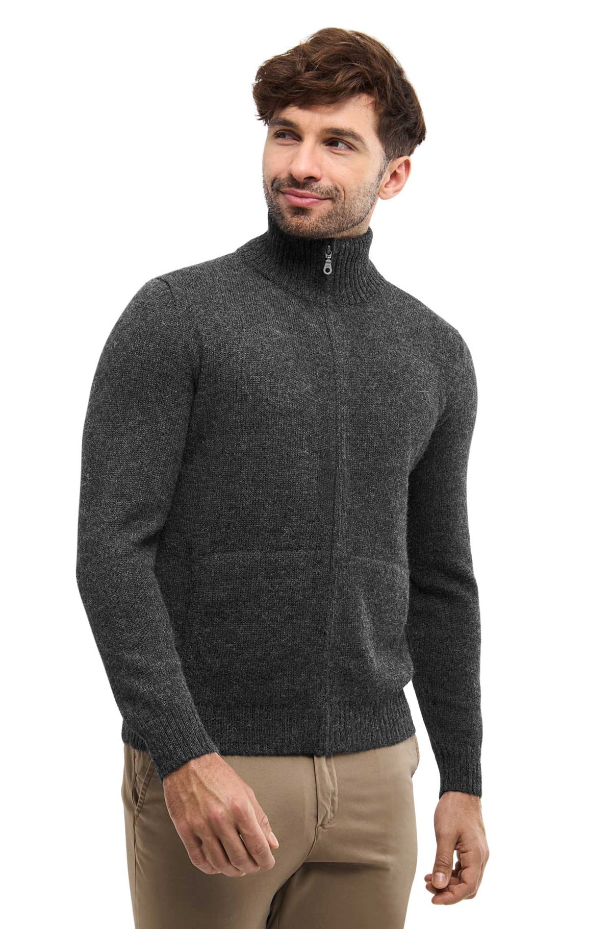 Alpaka Strickjacke RONALDO-grau