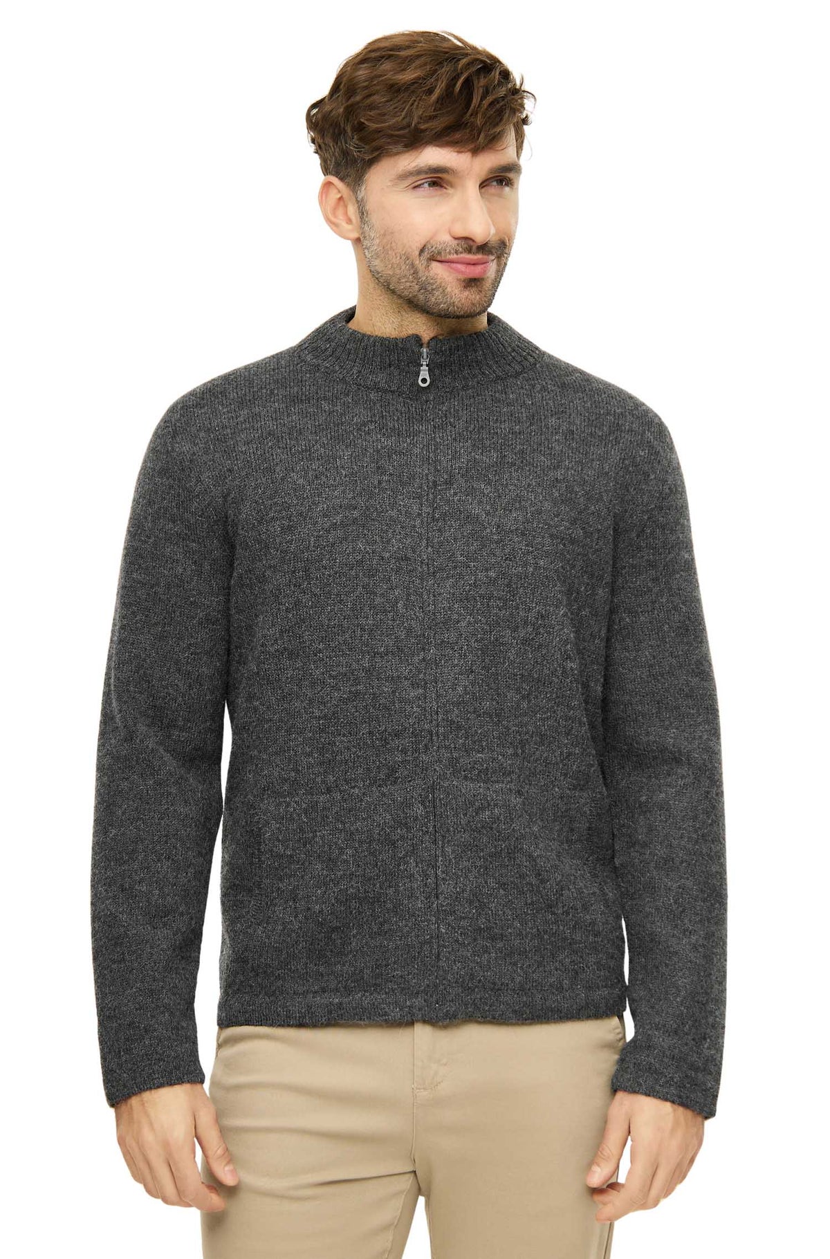 Alpaka Strickjacke BEAU-grau