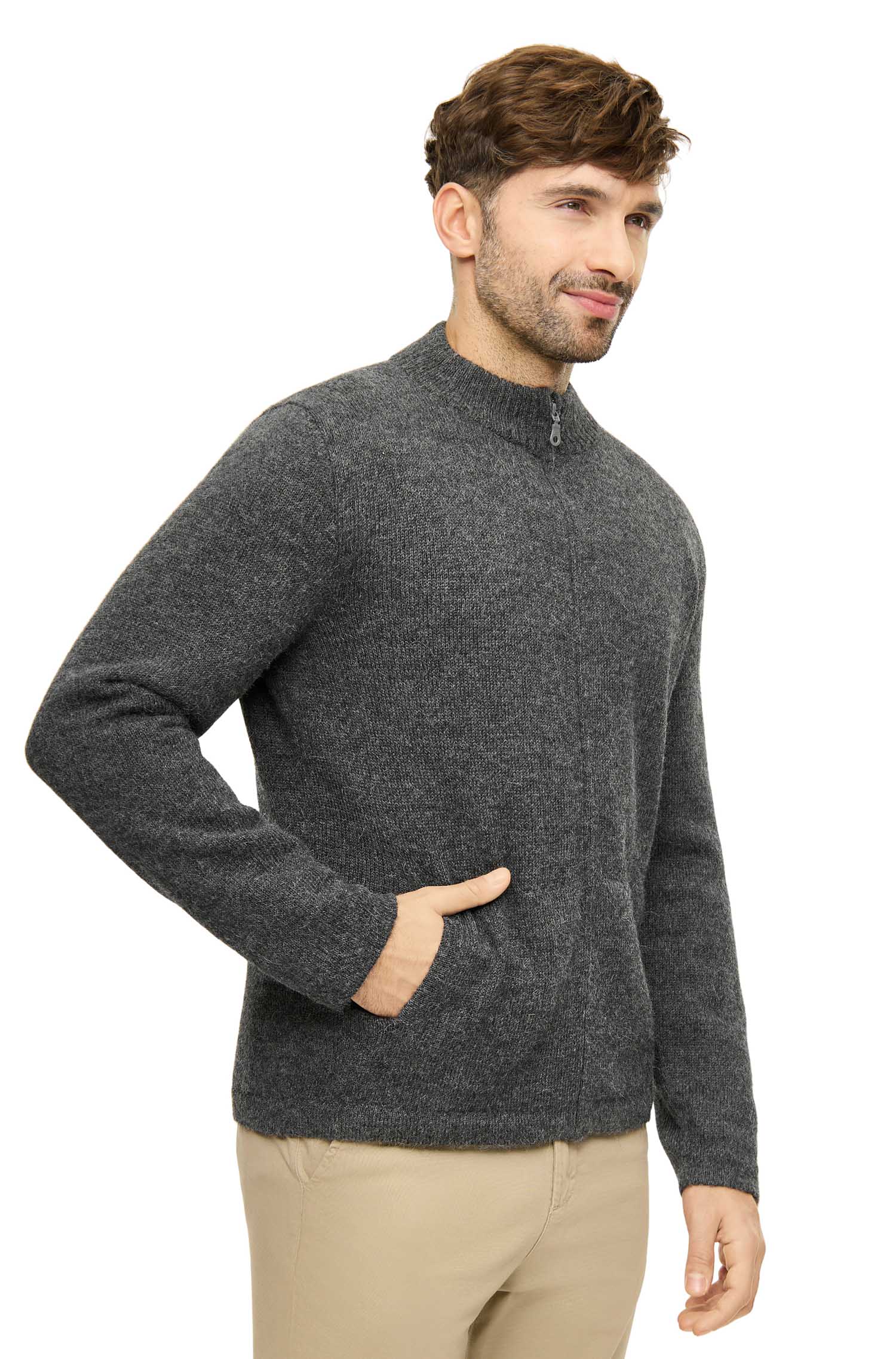 Alpaka Strickjacke BEAU-grau