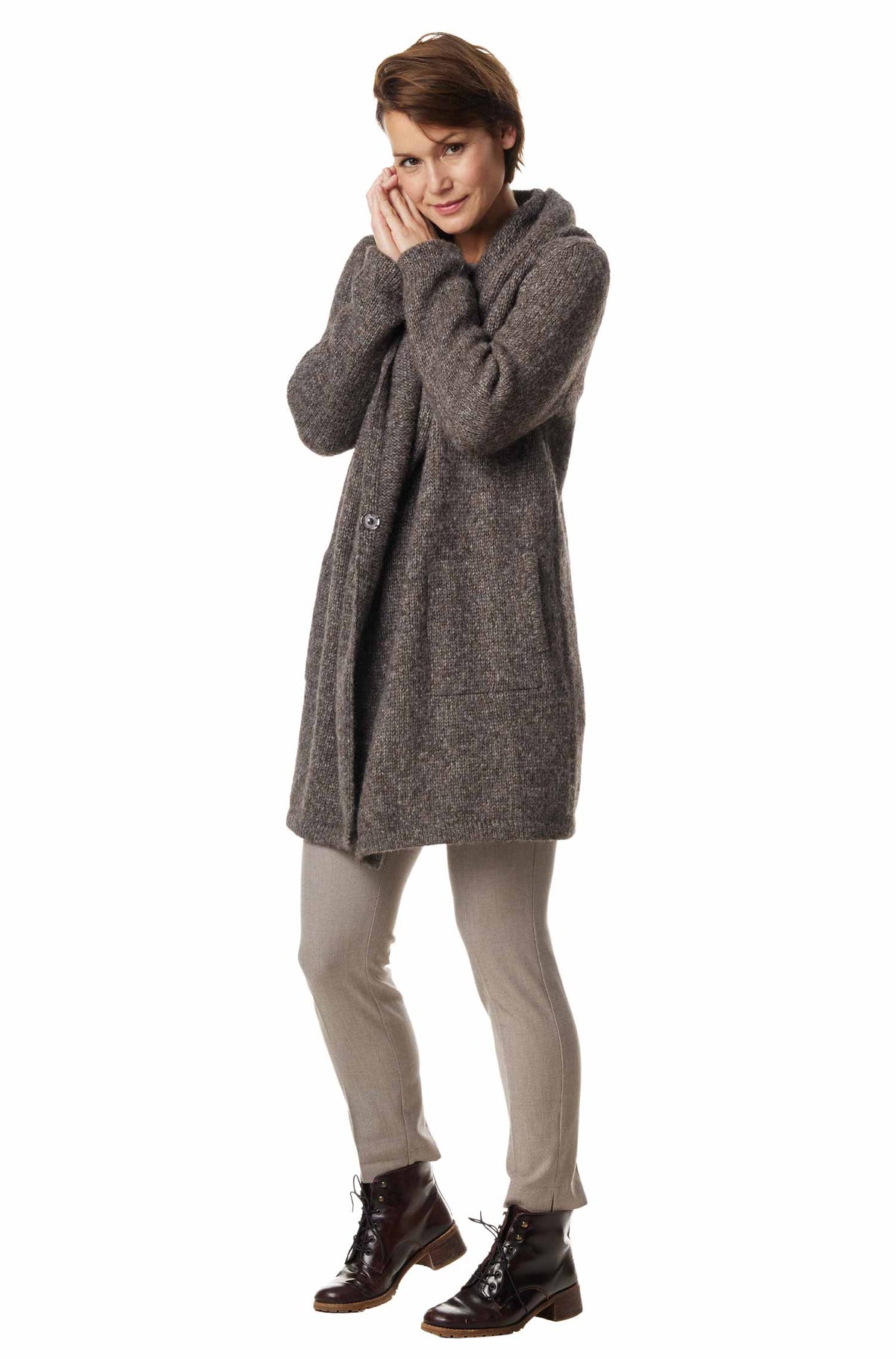 Alpaka Strickjacke ANNABELL-walnussbraun