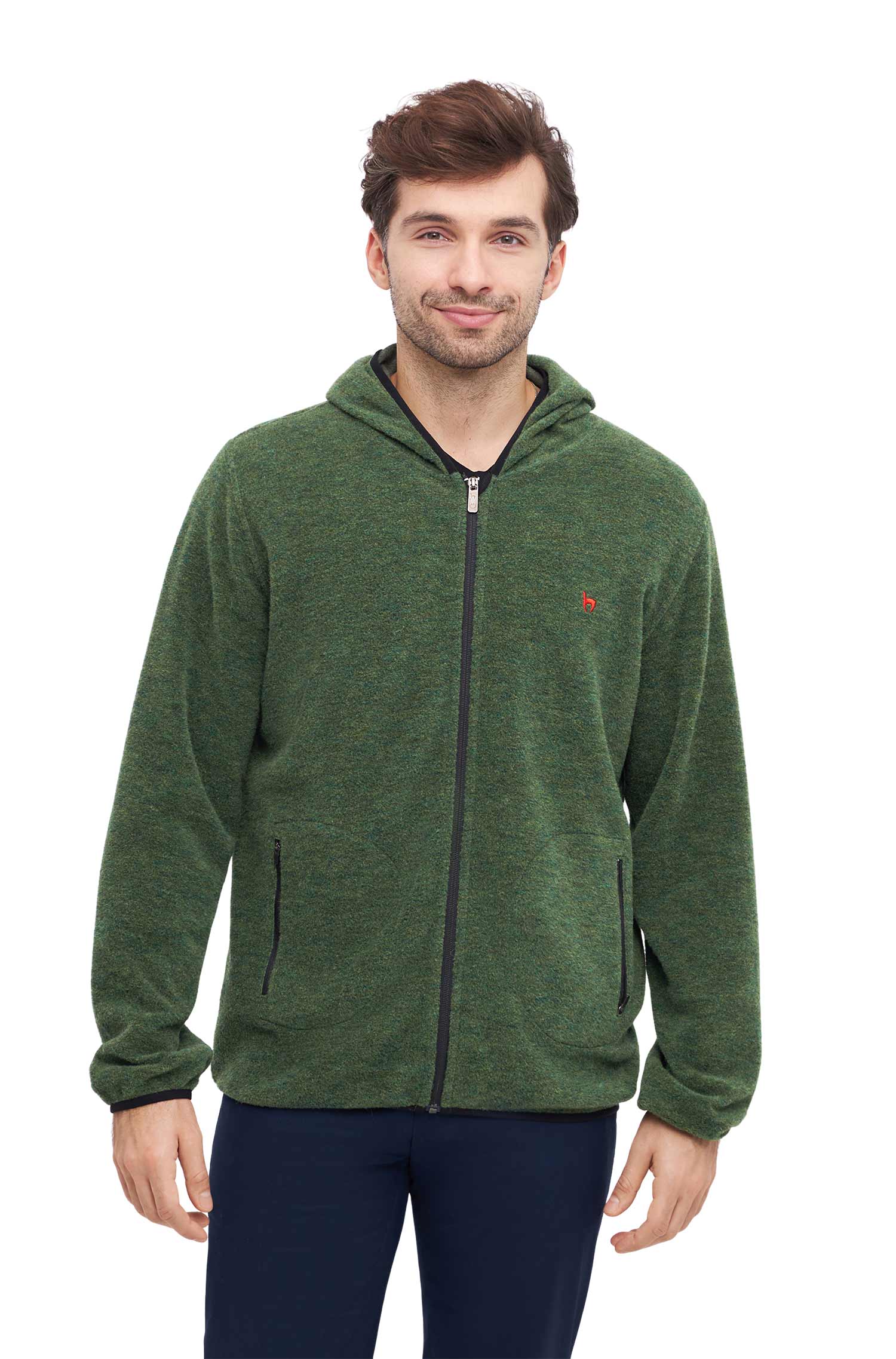Alpaka Unisex Kapuzenjacke APU FLEECE-waldgrün