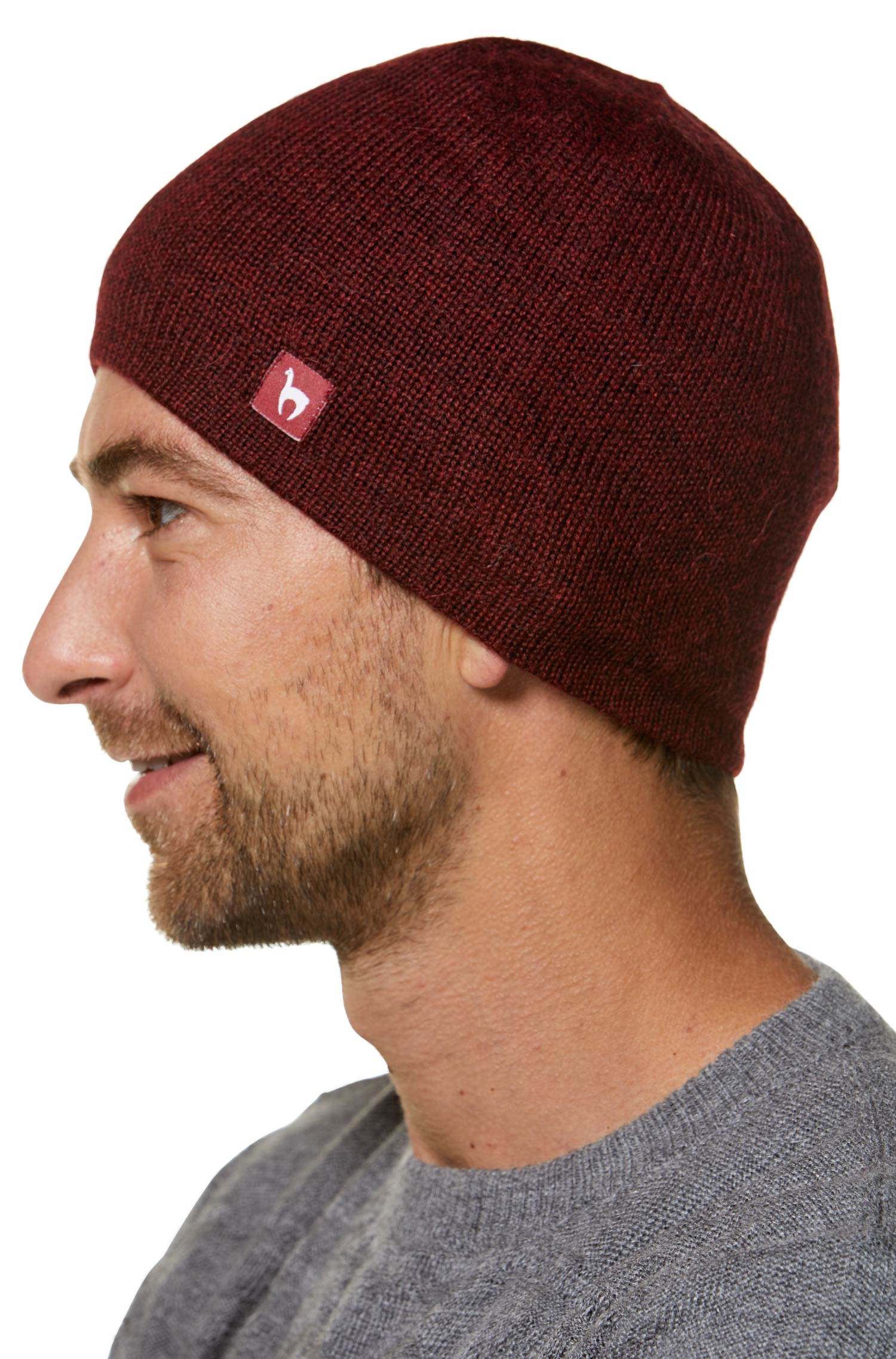 Alpaka Wendemütze UNI-rot/schwarz meliert