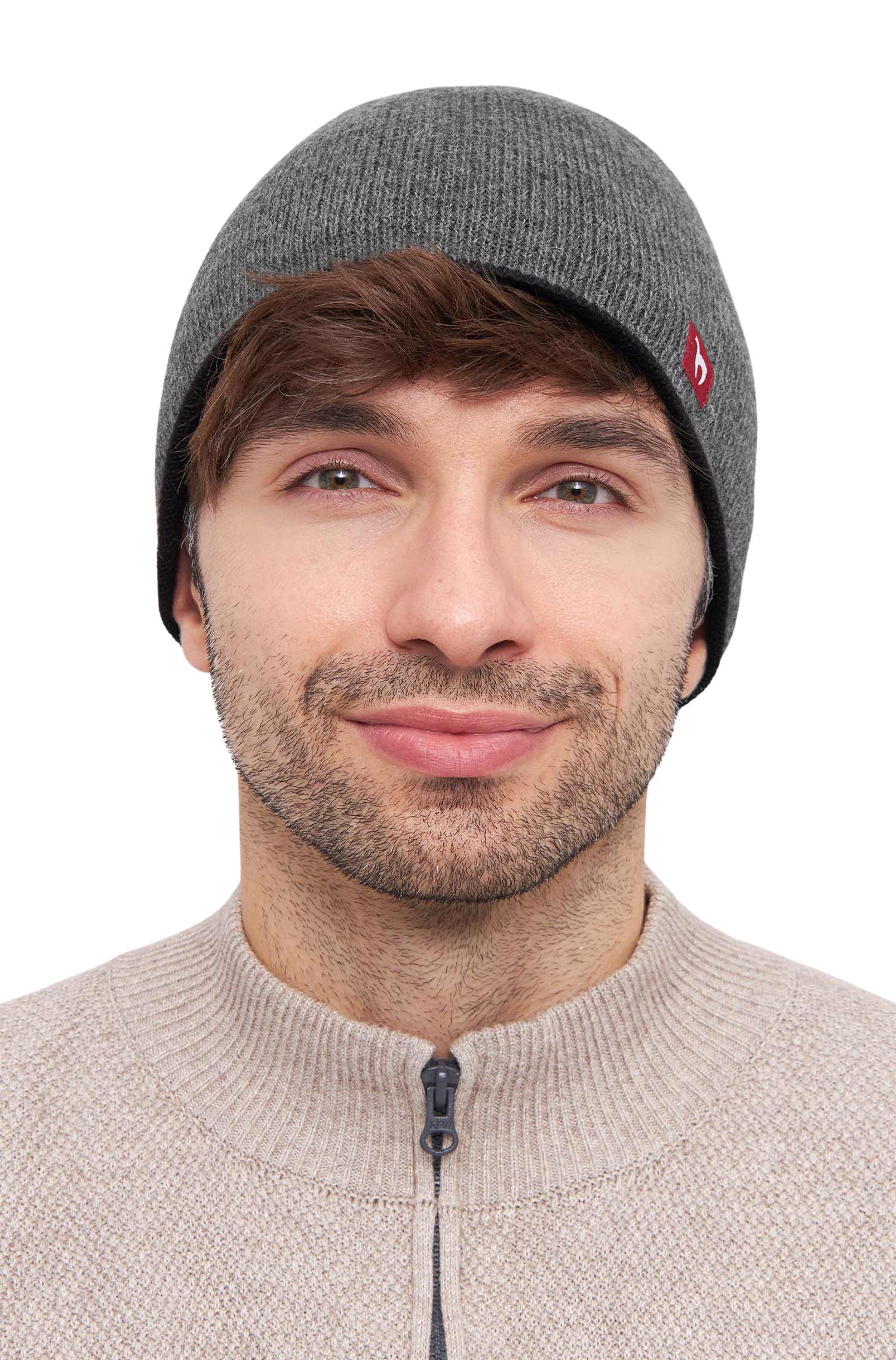 Alpaka Wendemütze UNI-schwarz/grau