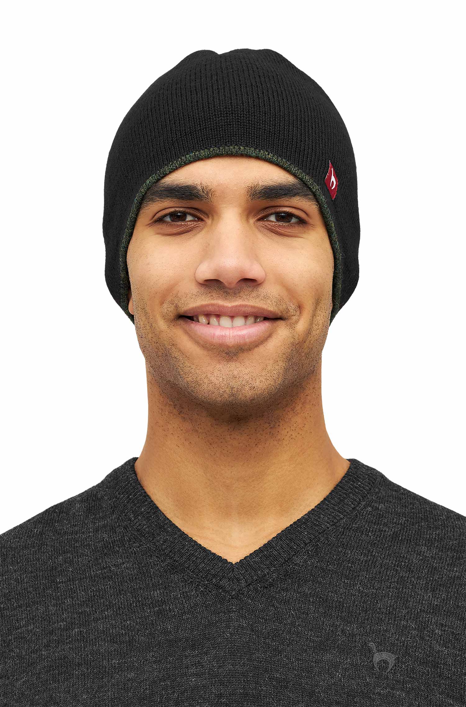 Alpaka Wendemütze UNI-tannengrün/schwarz