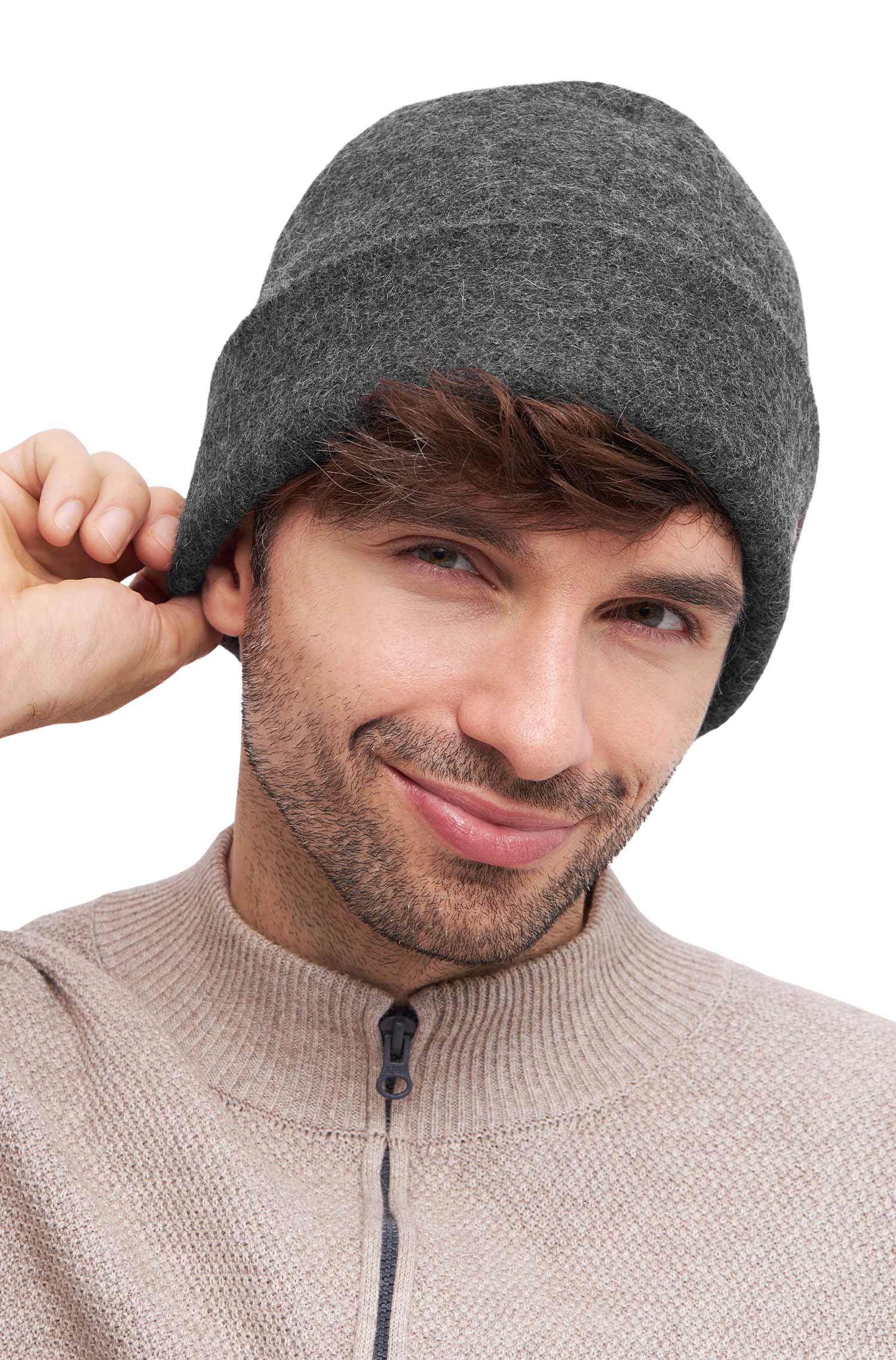 Alpaka Mütze JAGD-grau