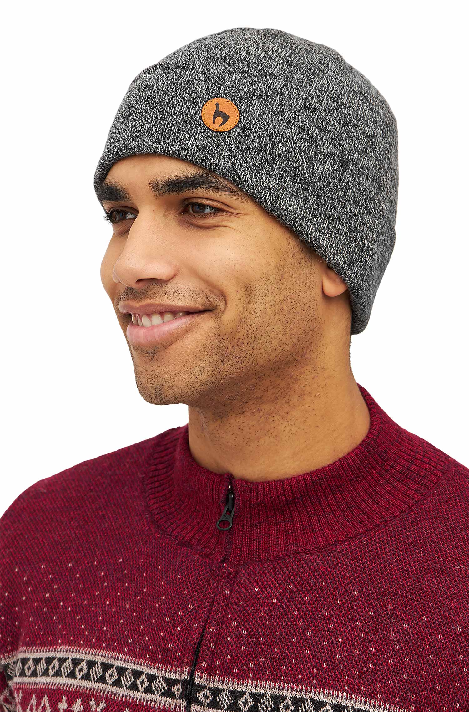 Alpaka Mütze BARK-grauschwarz meliert