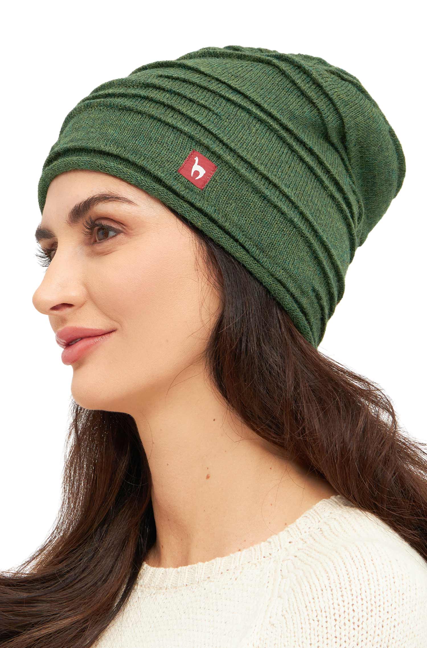 Alpaka Mütze CAMINOS | gefüttert-grün meliert