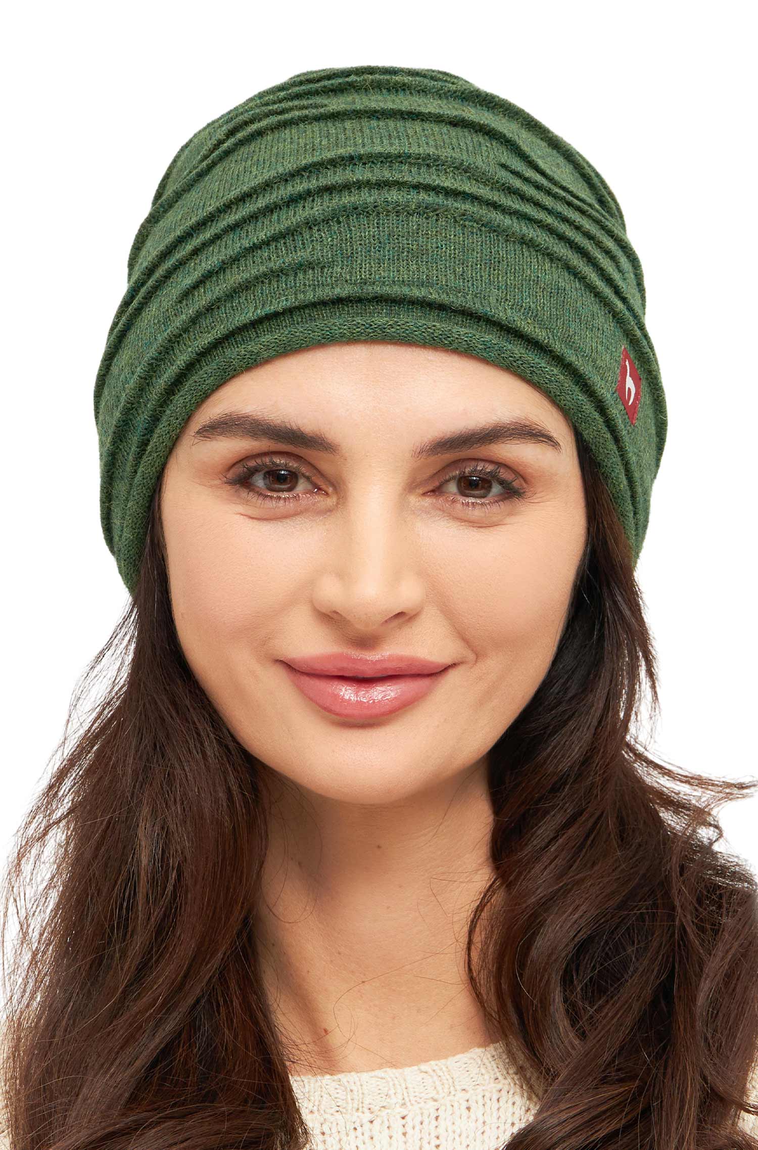 Alpaka Mütze CAMINOS | gefüttert-grün meliert