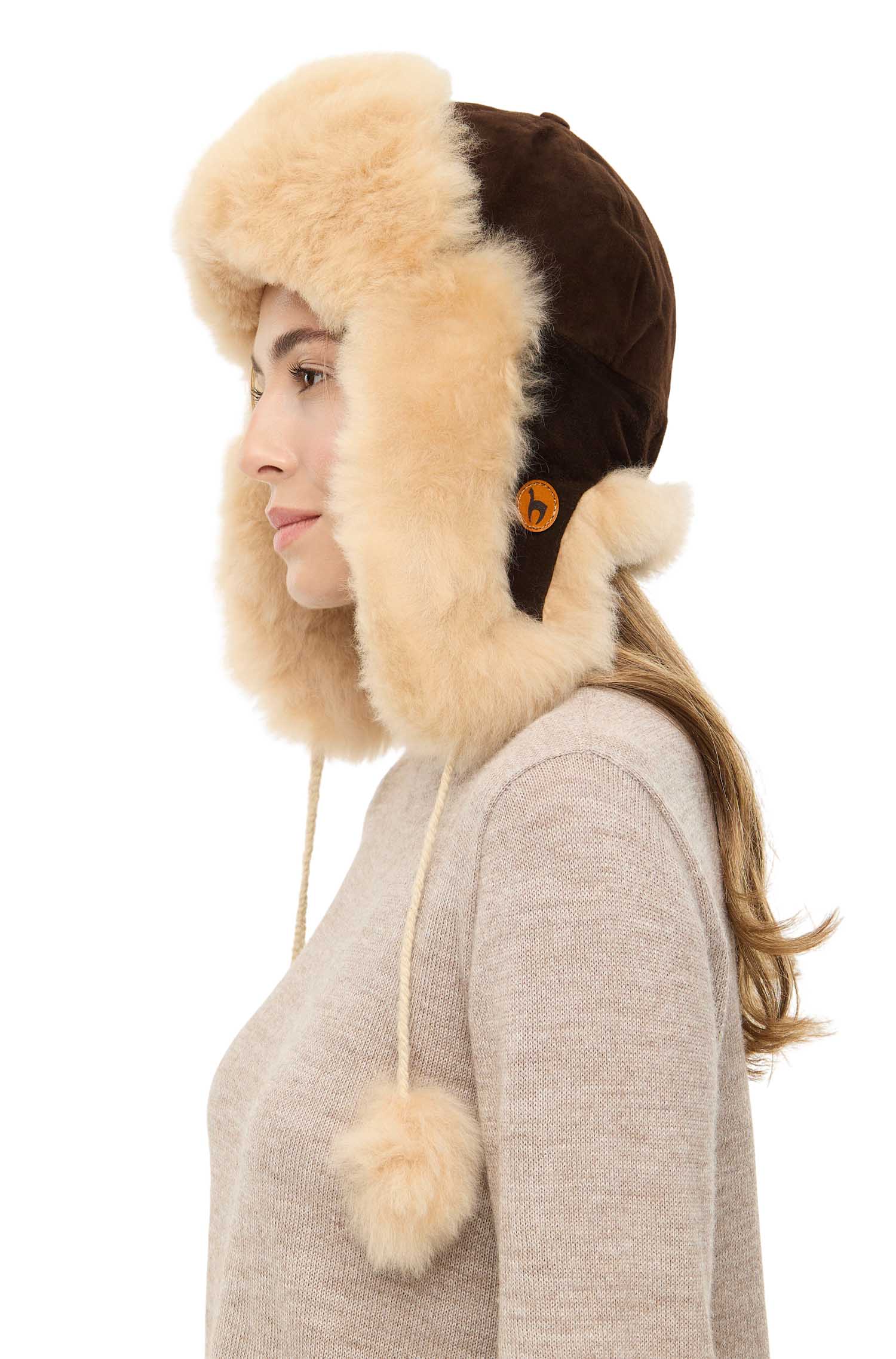Alpaka Fliegermütze FELL-braun