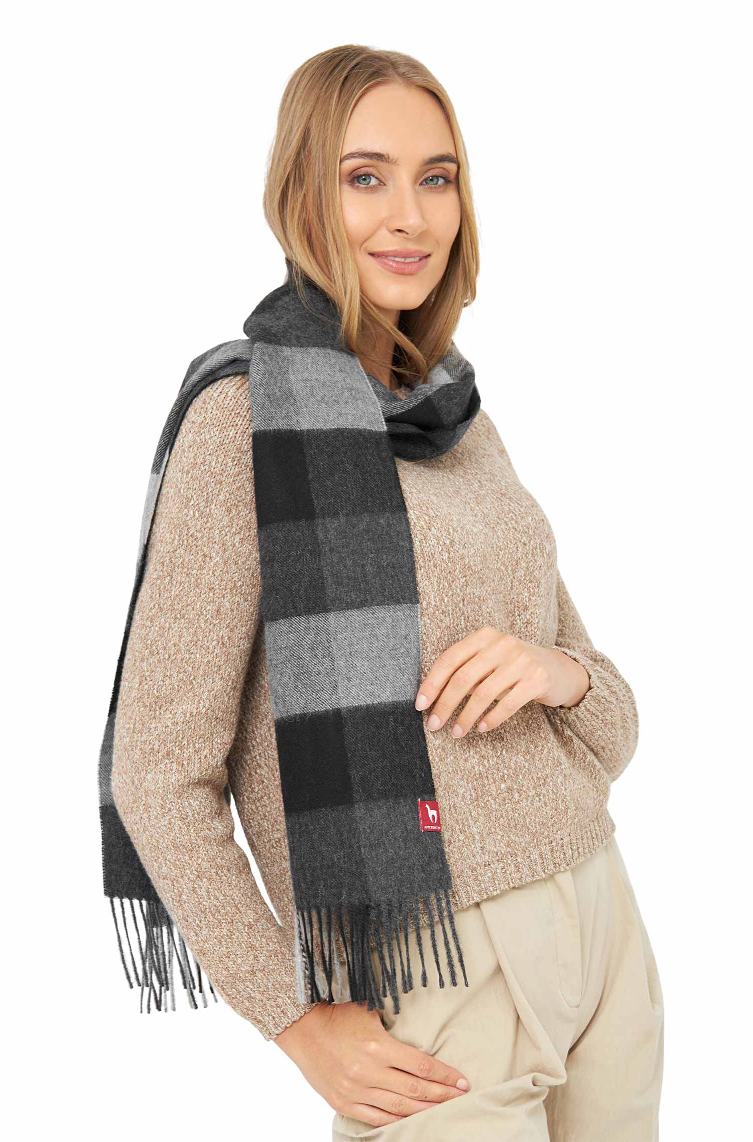 Alpaka Webschal KARO-grau