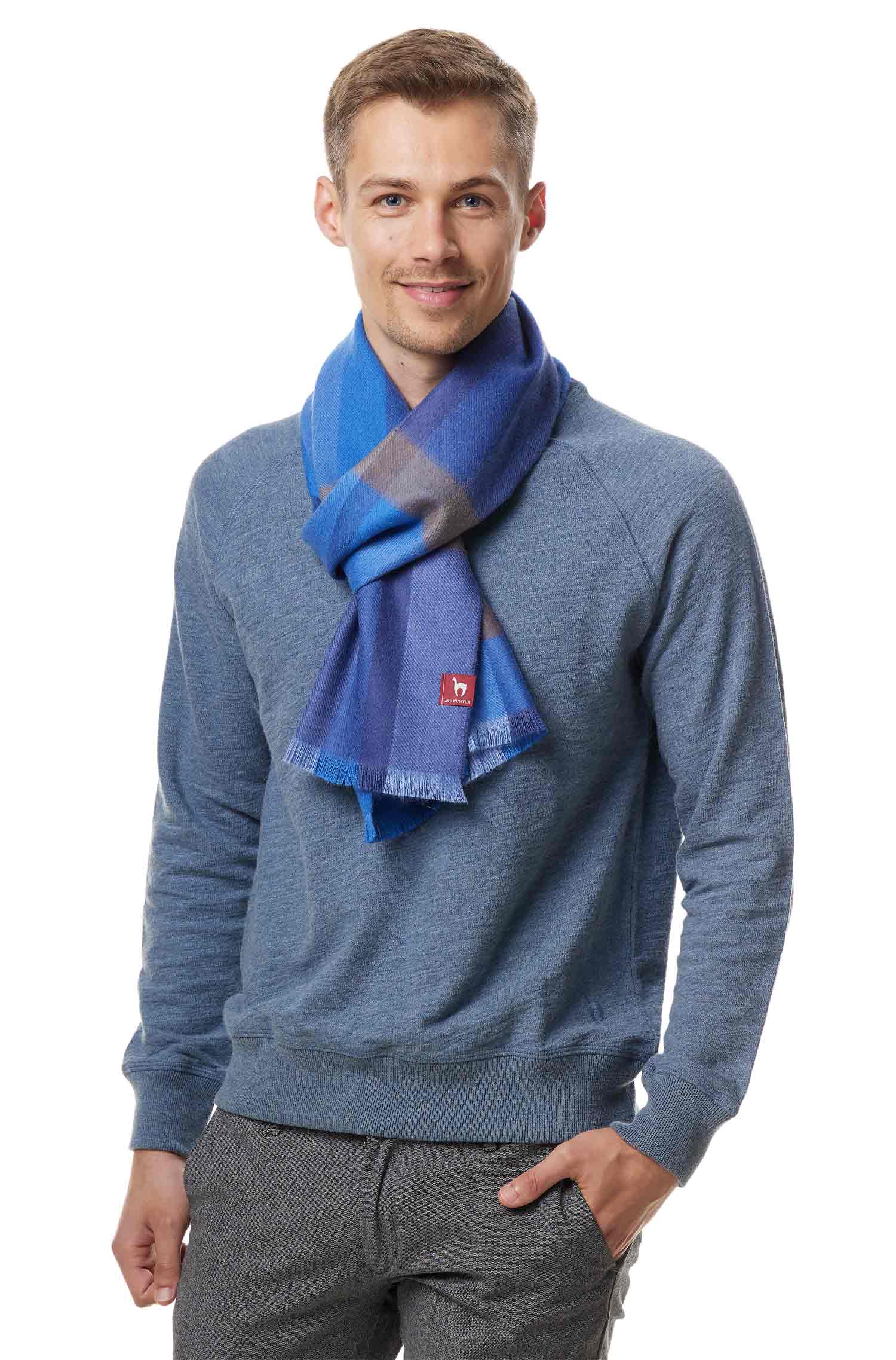 Alpaka Webschal GALANO-blau