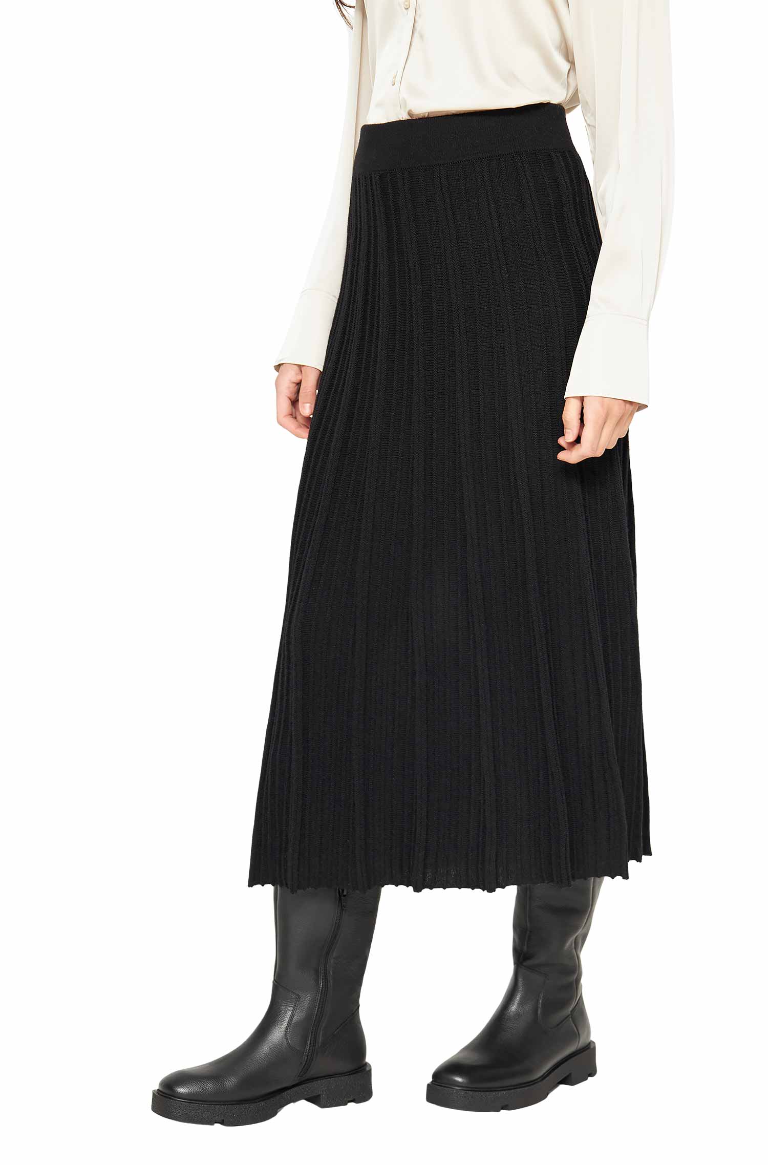 Alpaka Plissee Rock STELLA-schwarz