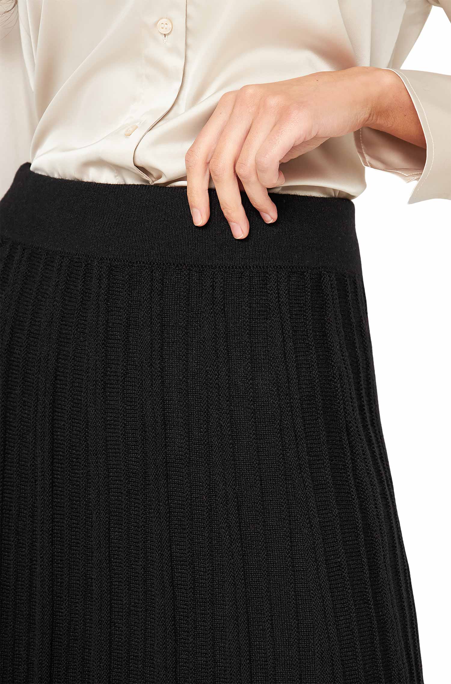 Alpaka Plissee Rock STELLA-schwarz