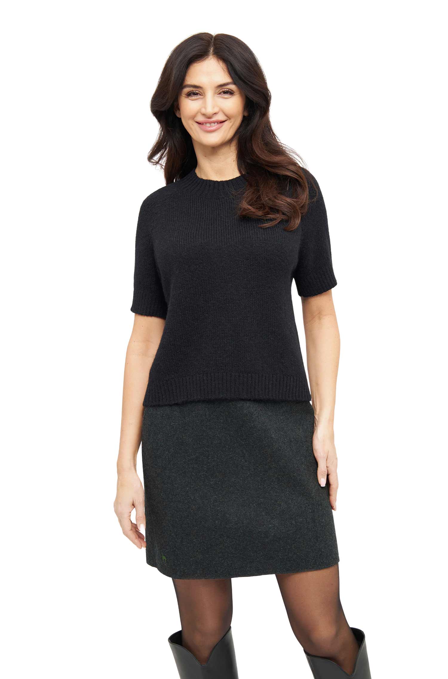 Alpaka Minirock COSTA | wendbar-schwarz/waldgrün