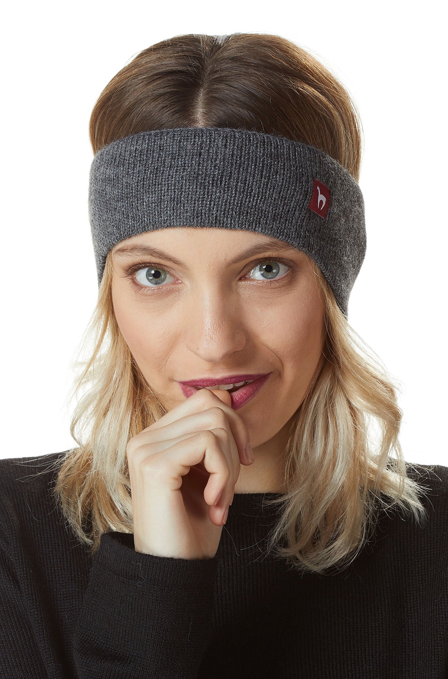 Alpaka Stirnband UNI-grau