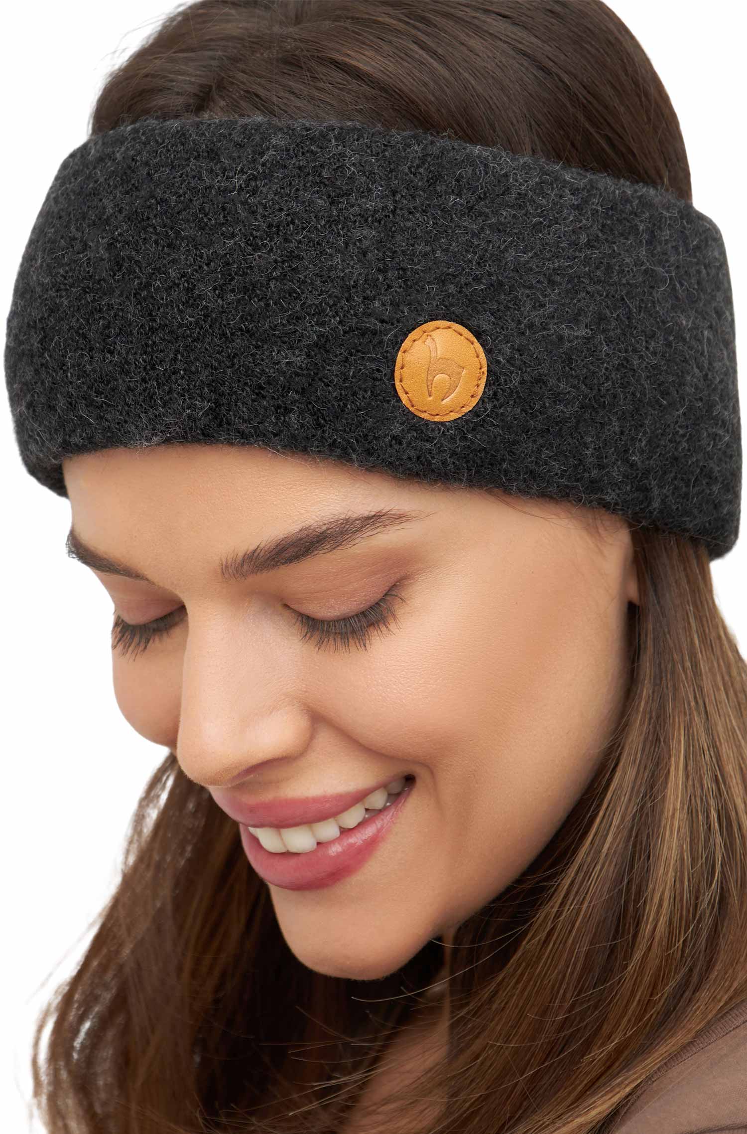 Alpaka Stirnband STRETCH-anthrazit