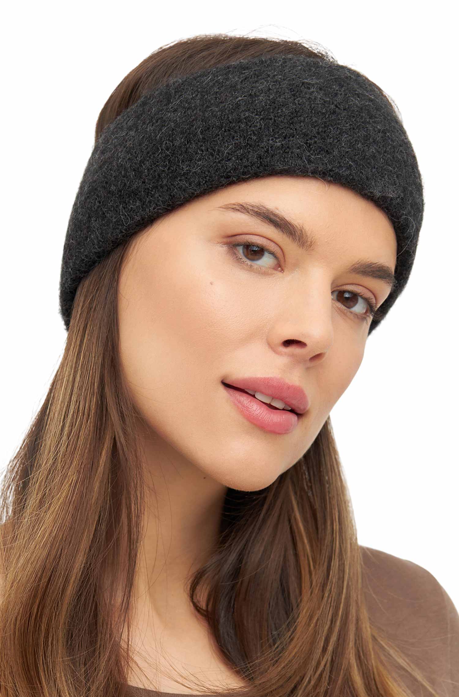 Alpaka Stirnband STRETCH-anthrazit