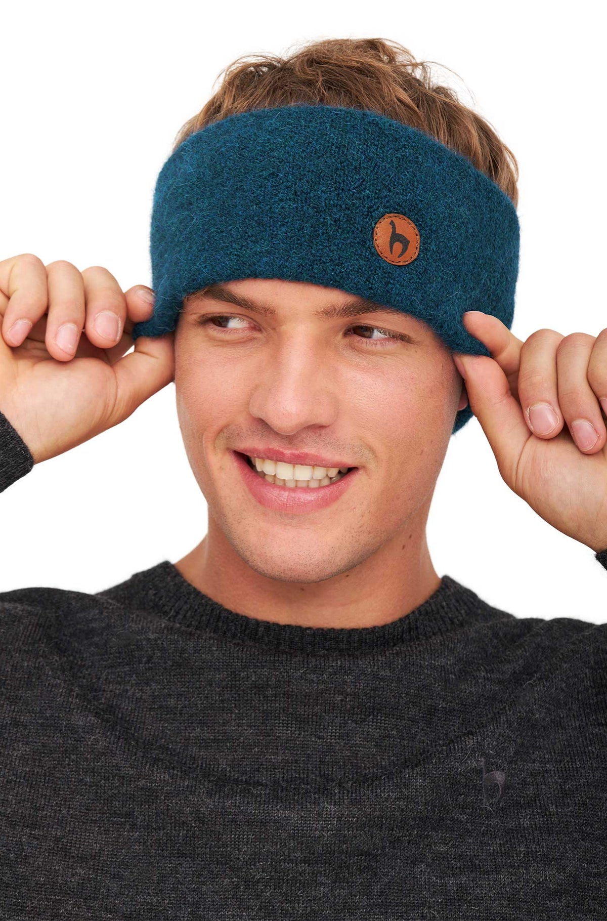 Alpaka Stirnband STRETCH-petrol