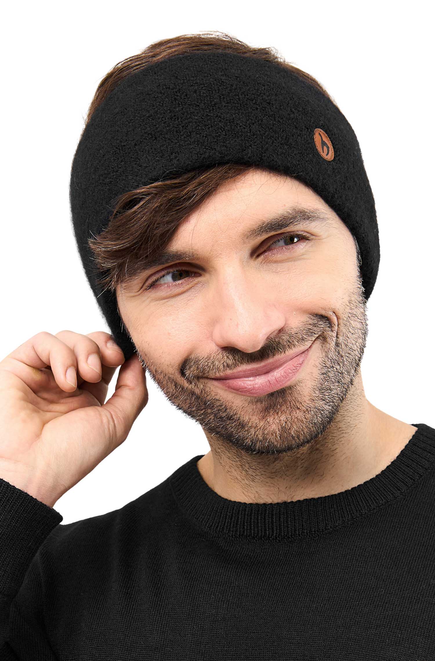 Alpaka Stirnband STRETCH-schwarz