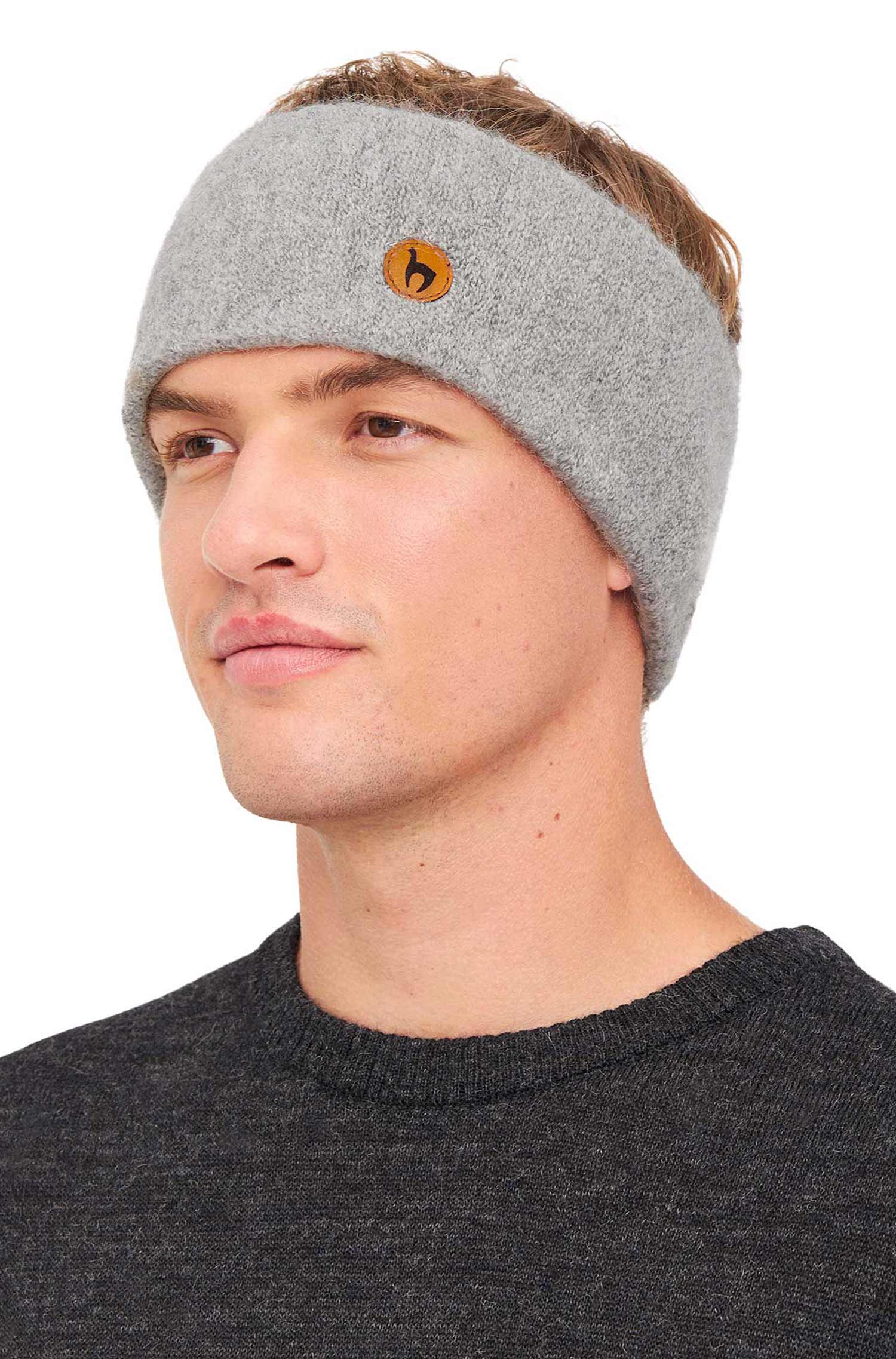 Alpaka Stirnband STRETCH-silbergrau
