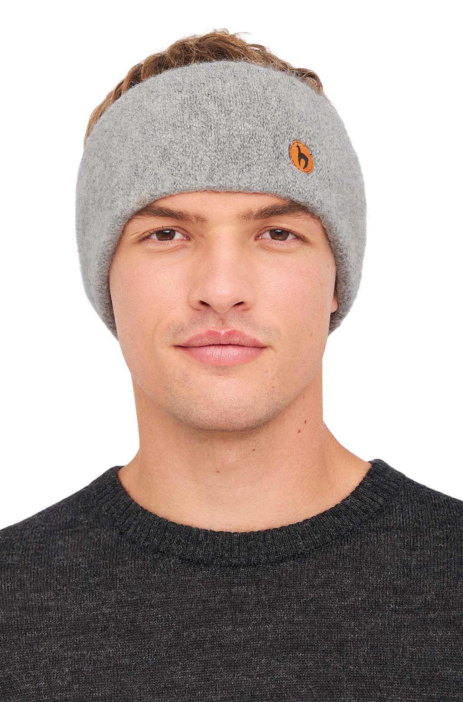 Alpaka Stirnband STRETCH-silbergrau