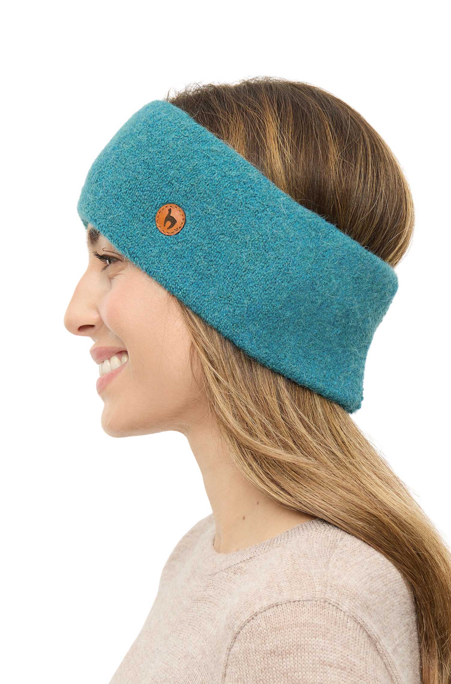 Alpaka Stirnband STRETCH-türkis