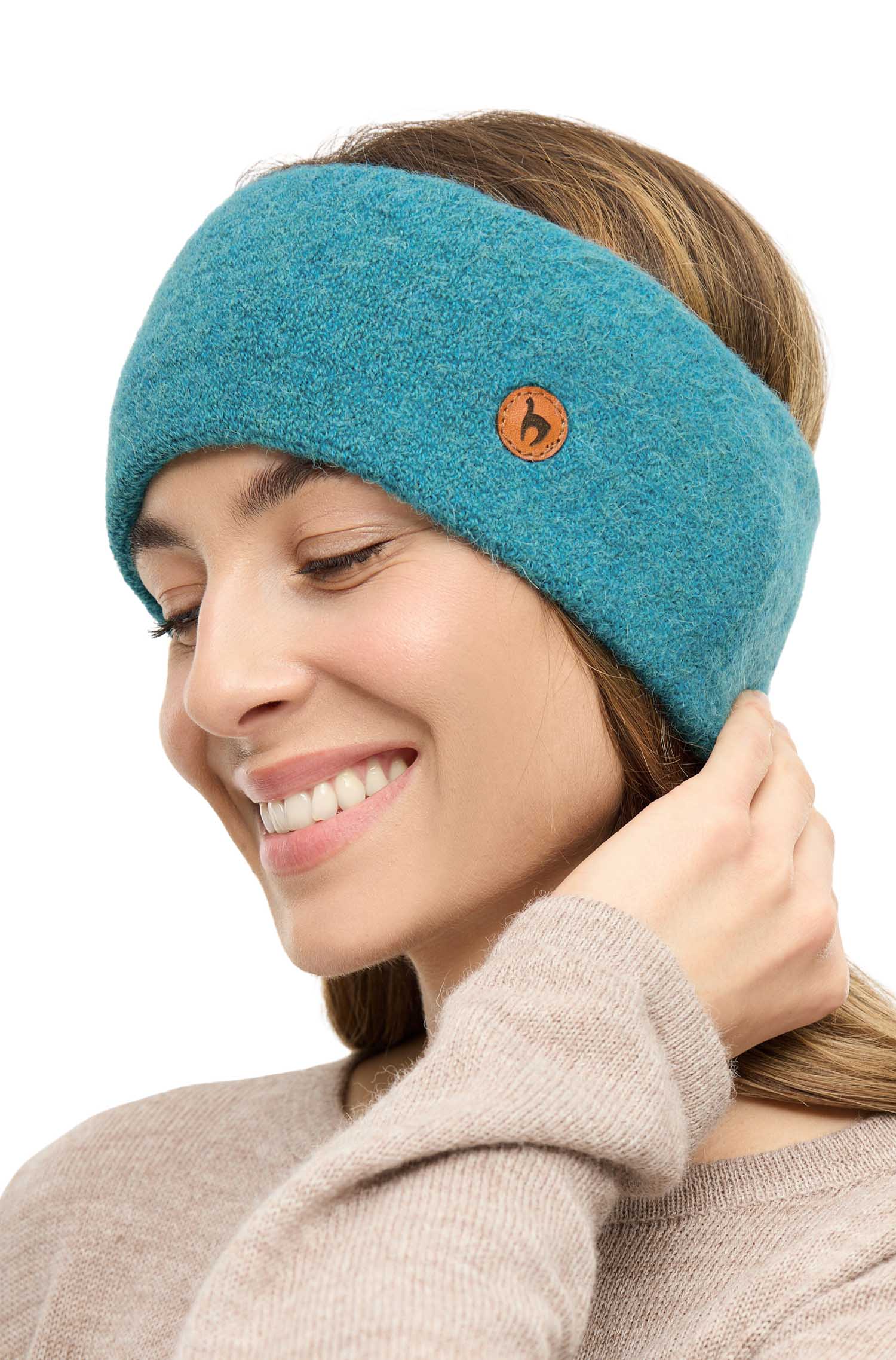 Alpaka Stirnband STRETCH-türkis