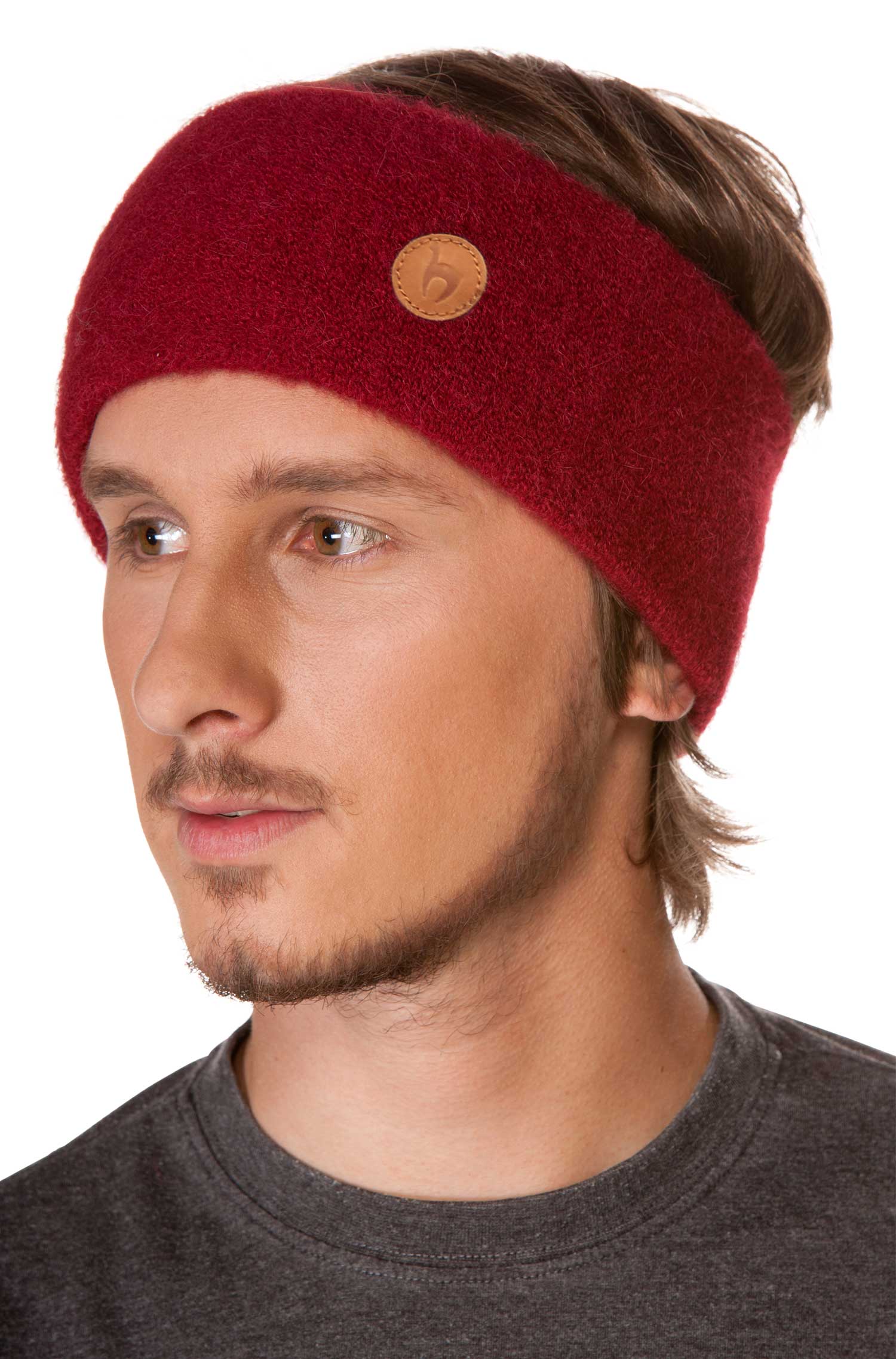 Alpaka Stirnband STRETCH-weinrot
