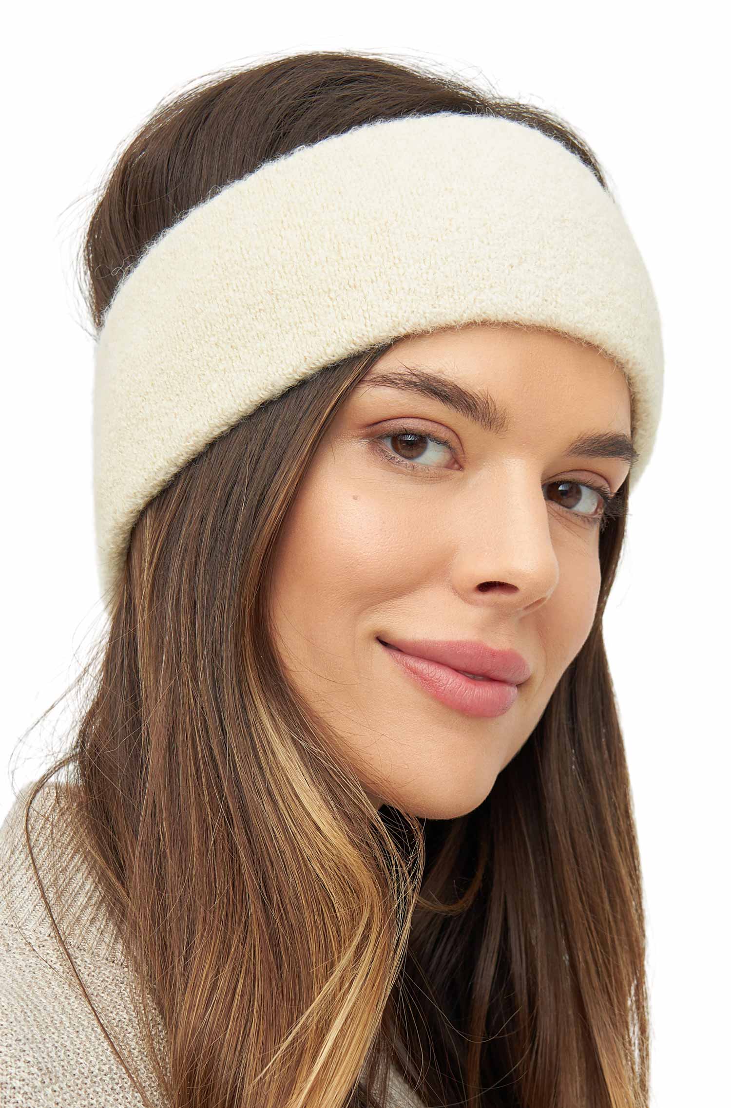 Alpaka Stirnband STRETCH-wollweiss