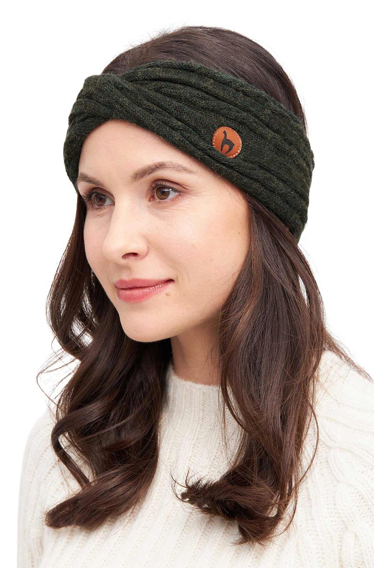 Alpaka Stirnband SUAVE Twist-tannengrün