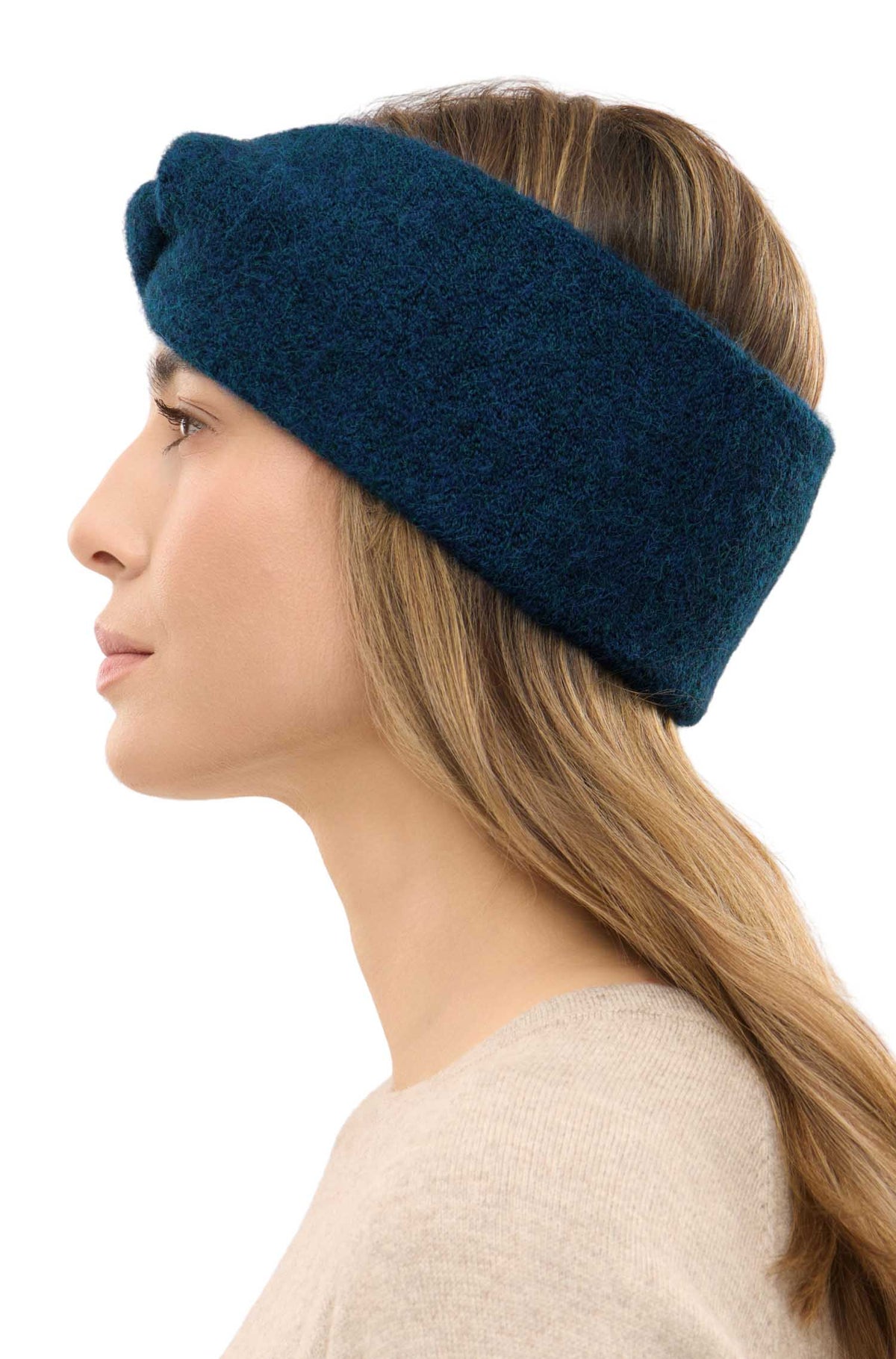 Alpaka Stirnband LOLA mit Twist-petrol