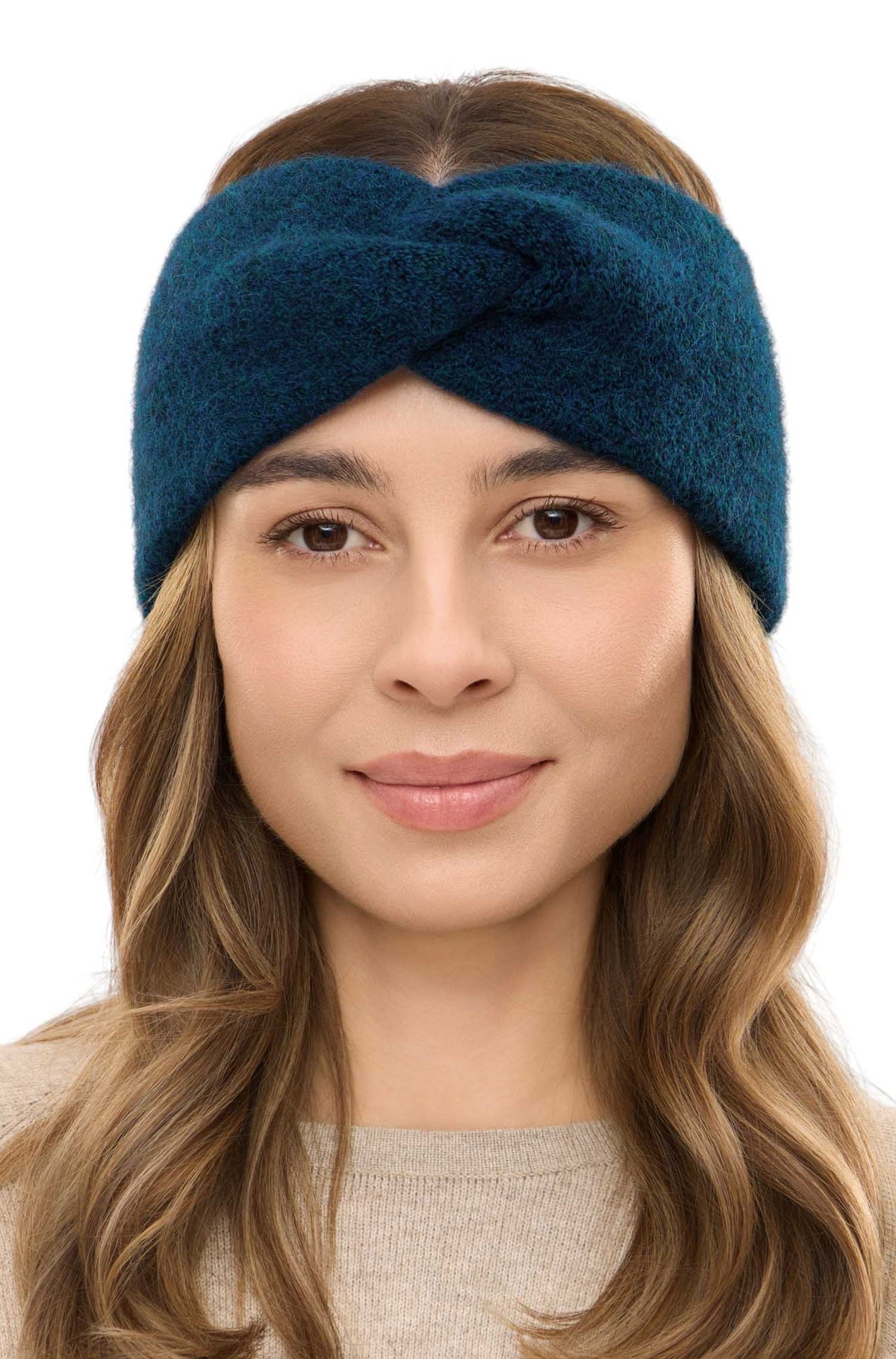 Alpaka Stirnband LOLA mit Twist-petrol