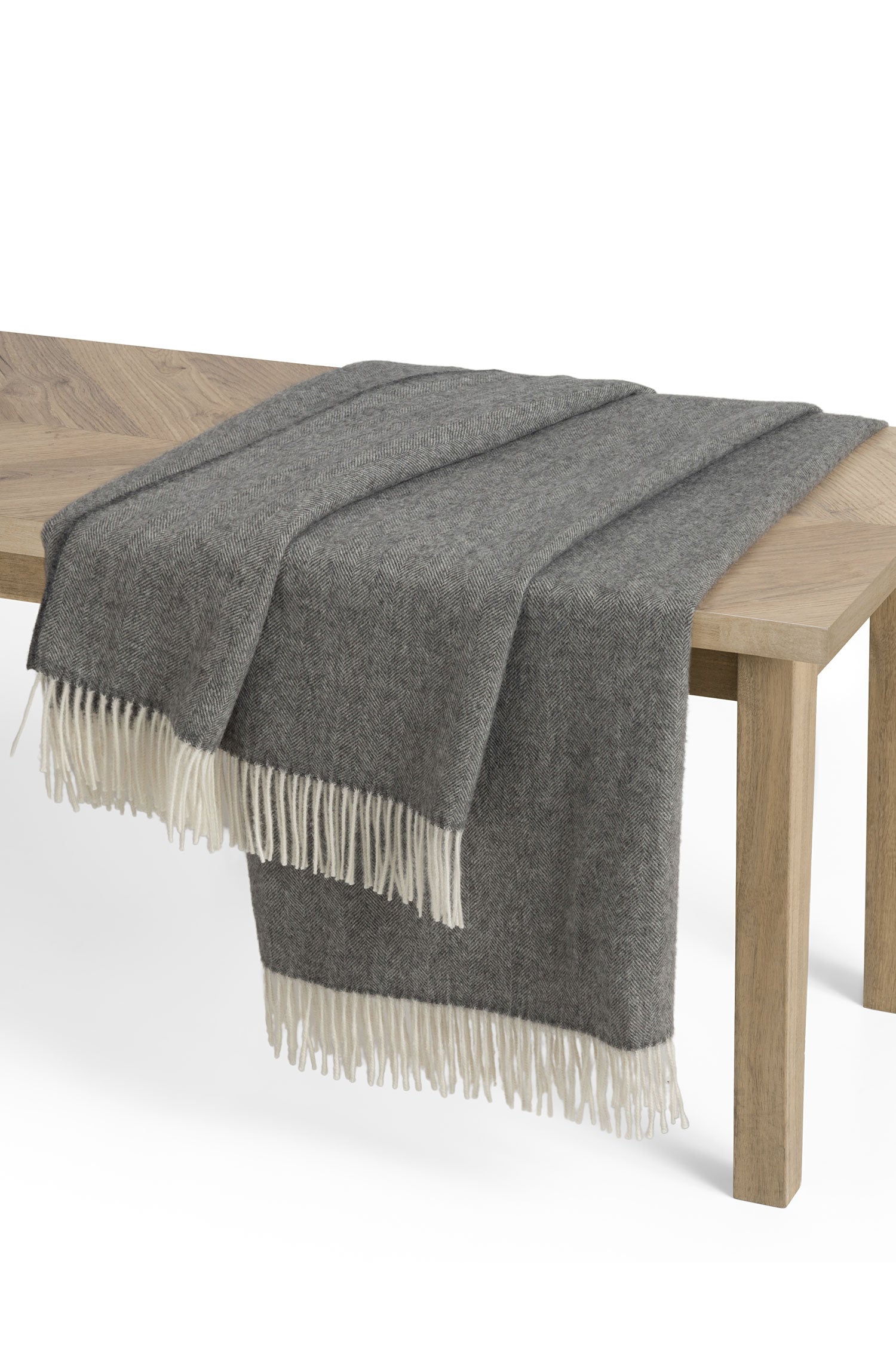 Alpaka Decke FISCHGRAT-grau/weiss
