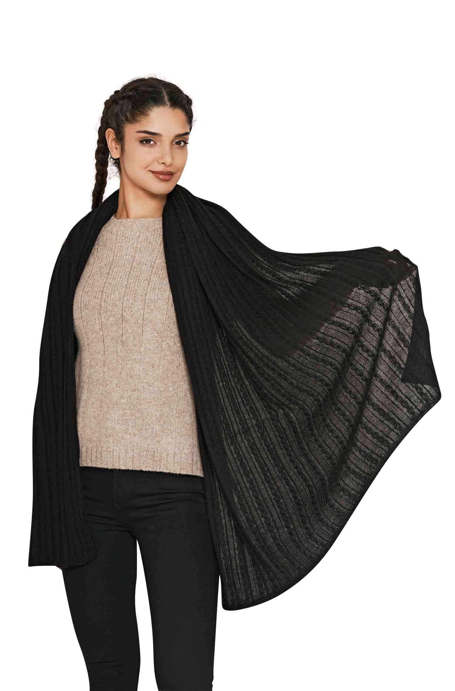 Alpaka Schal/Reisedecke SUAVE-schwarz