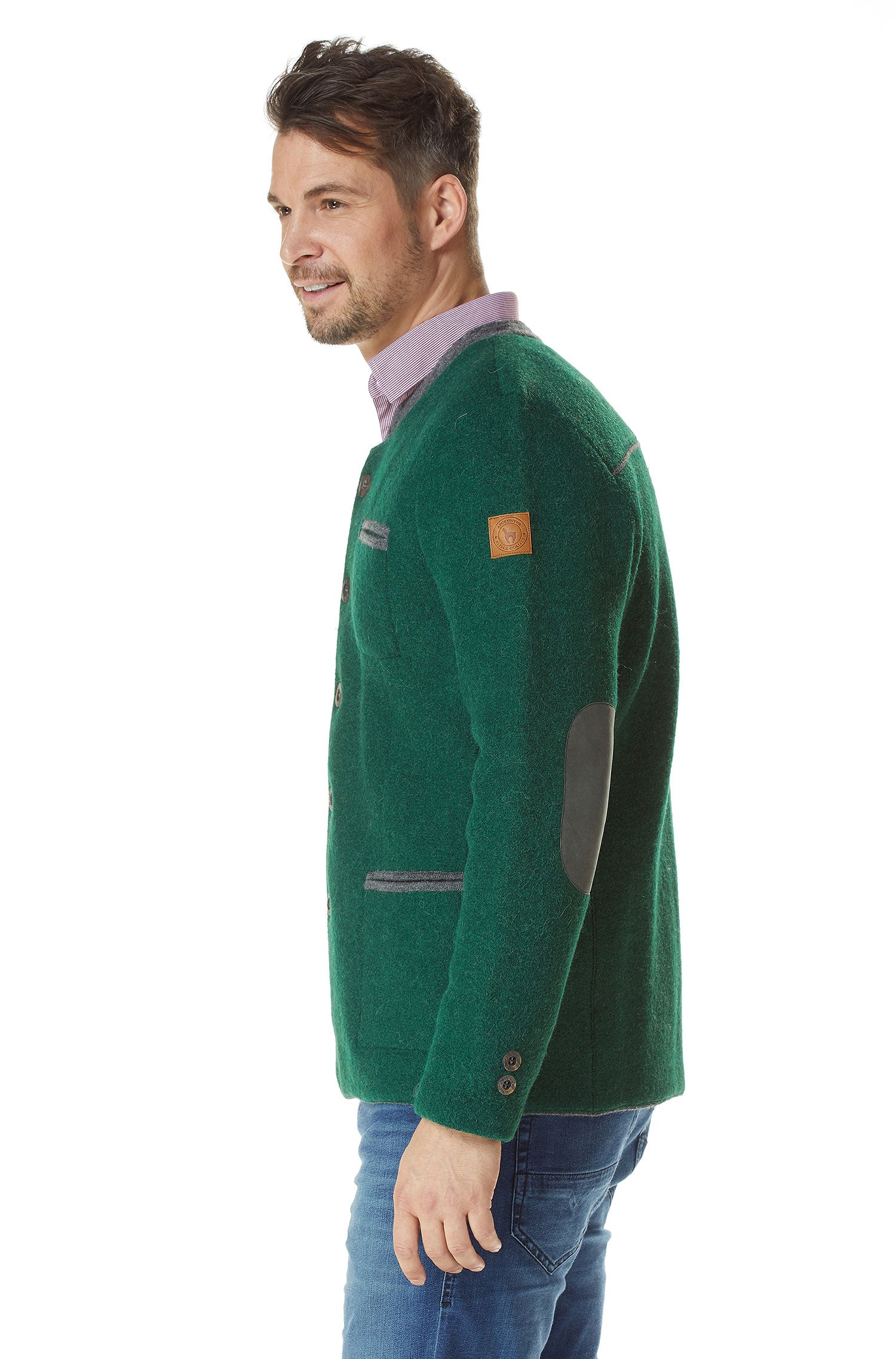 Alpaka Trachtenjacke FELIX aus Alpaka und Wolle-jagdgrün