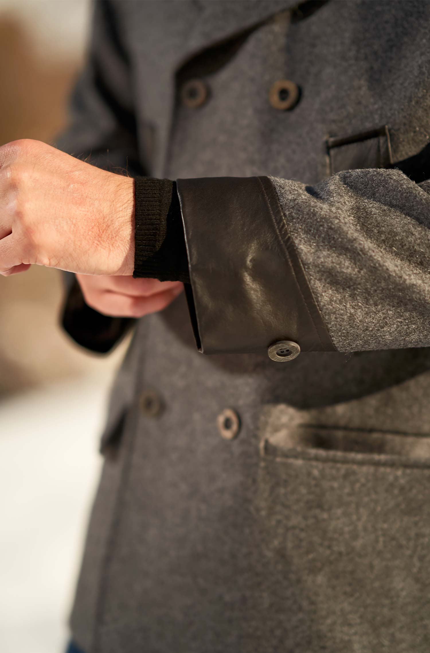 Alpaka Mantel COLANI aus Alpaka und Woll-Mix-grau