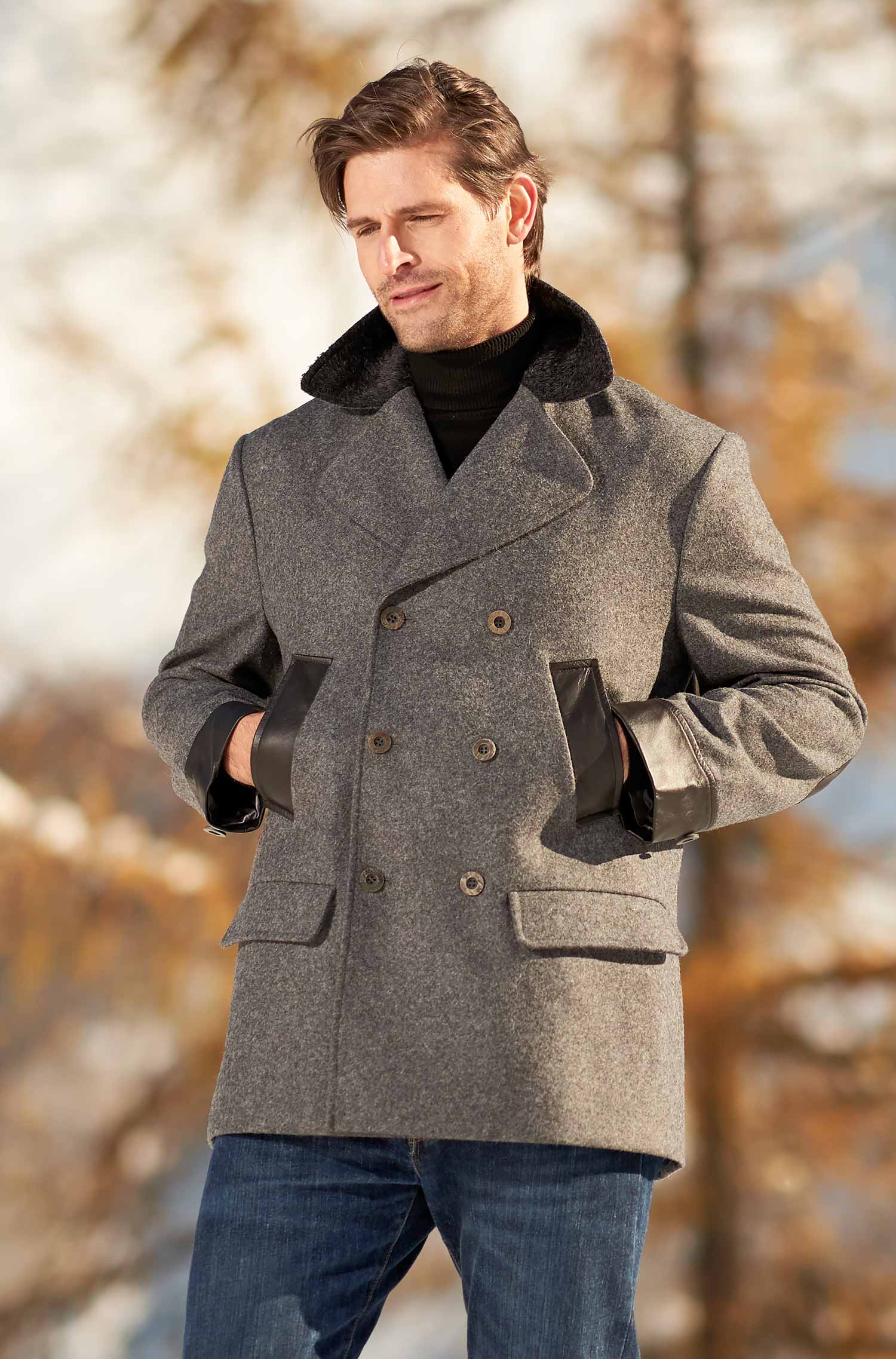 Alpaka Mantel COLANI aus Alpaka und Woll-Mix-grau