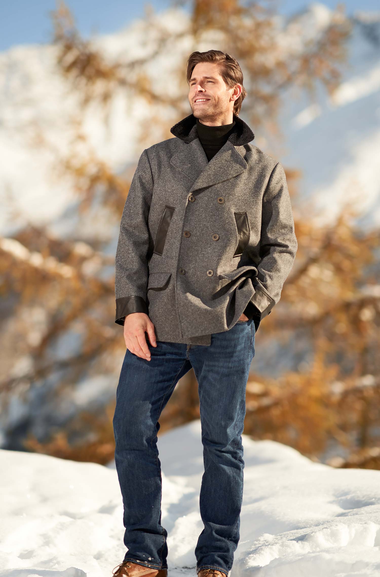 Alpaka Mantel COLANI aus Alpaka und Woll-Mix-grau