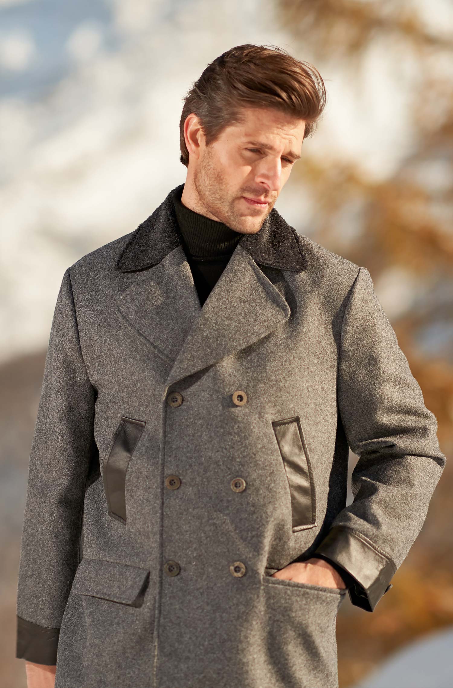 Alpaka Mantel COLANI aus Alpaka und Woll-Mix-grau