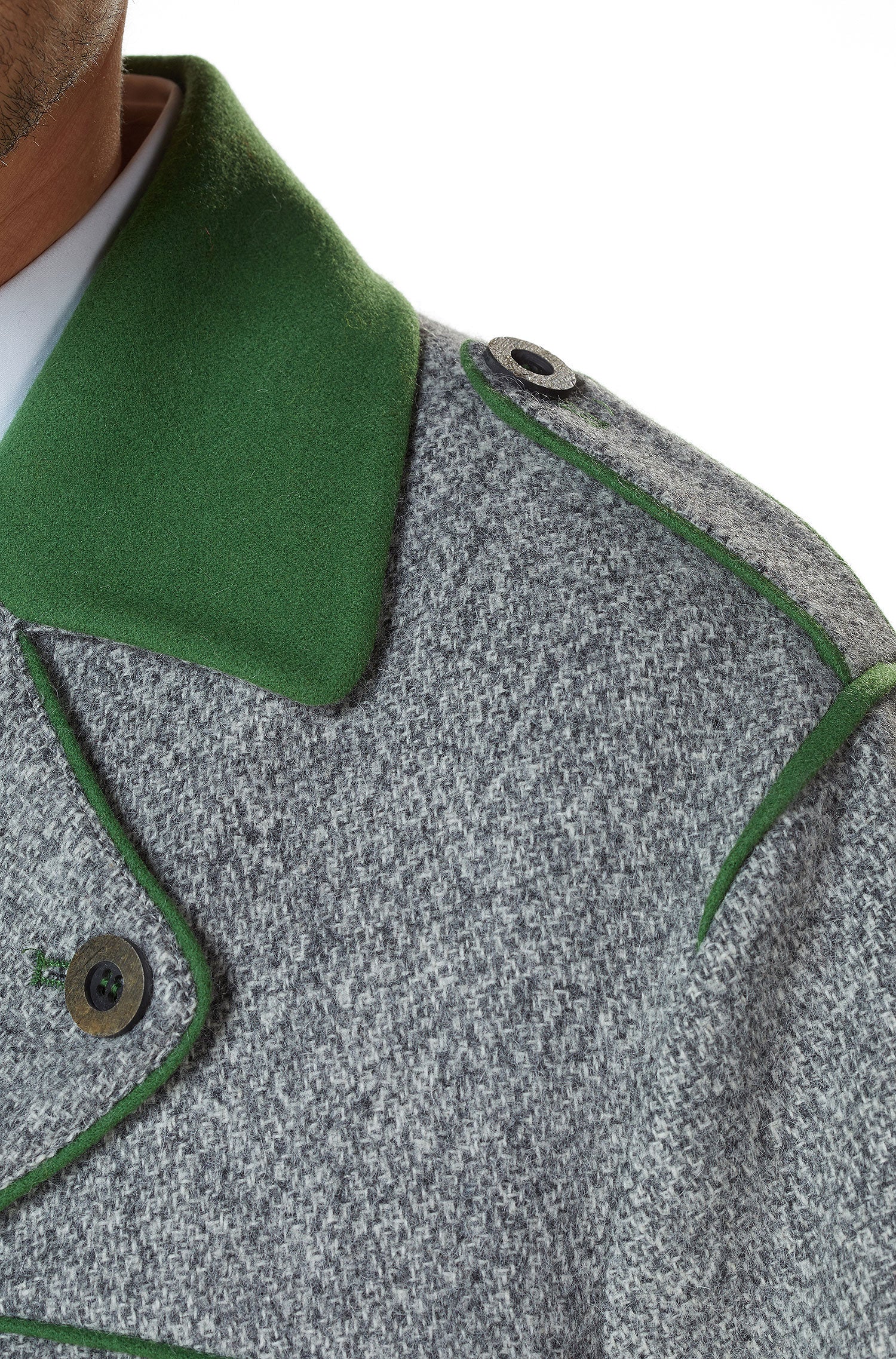 Alpaka Trachten Mantel LEONARD aus Alpaka und Wolle-hellgrau