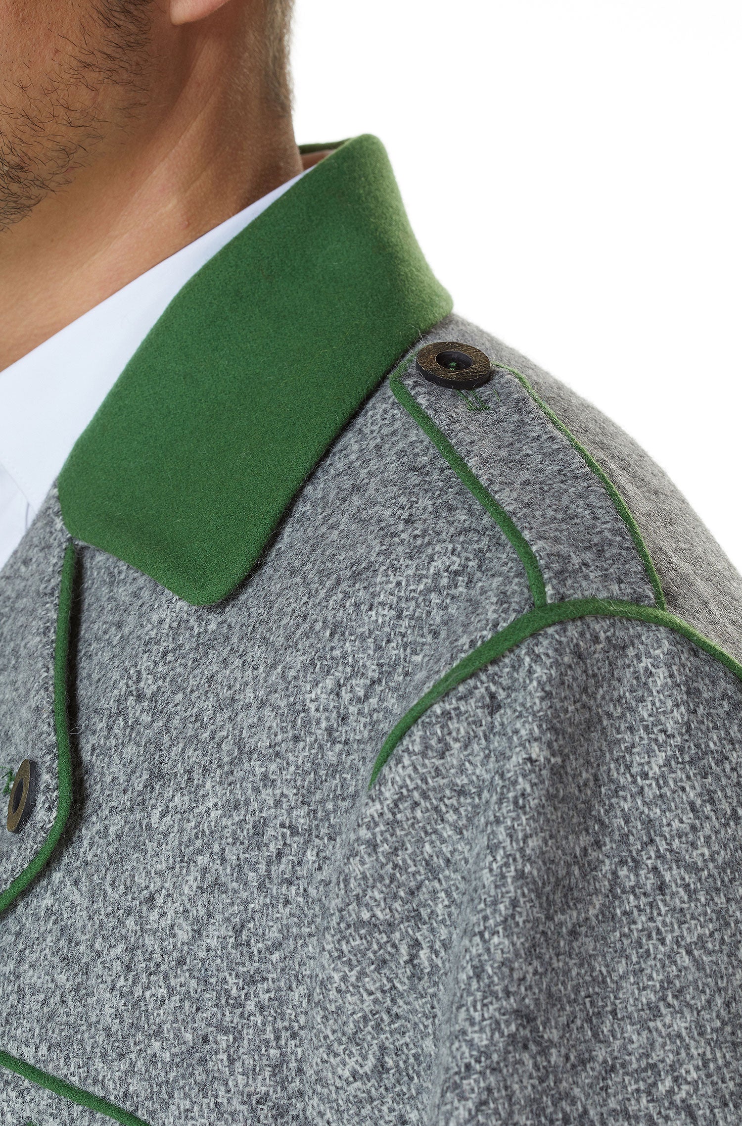 Alpaka Trachten Mantel LEONARD aus Alpaka und Wolle-hellgrau