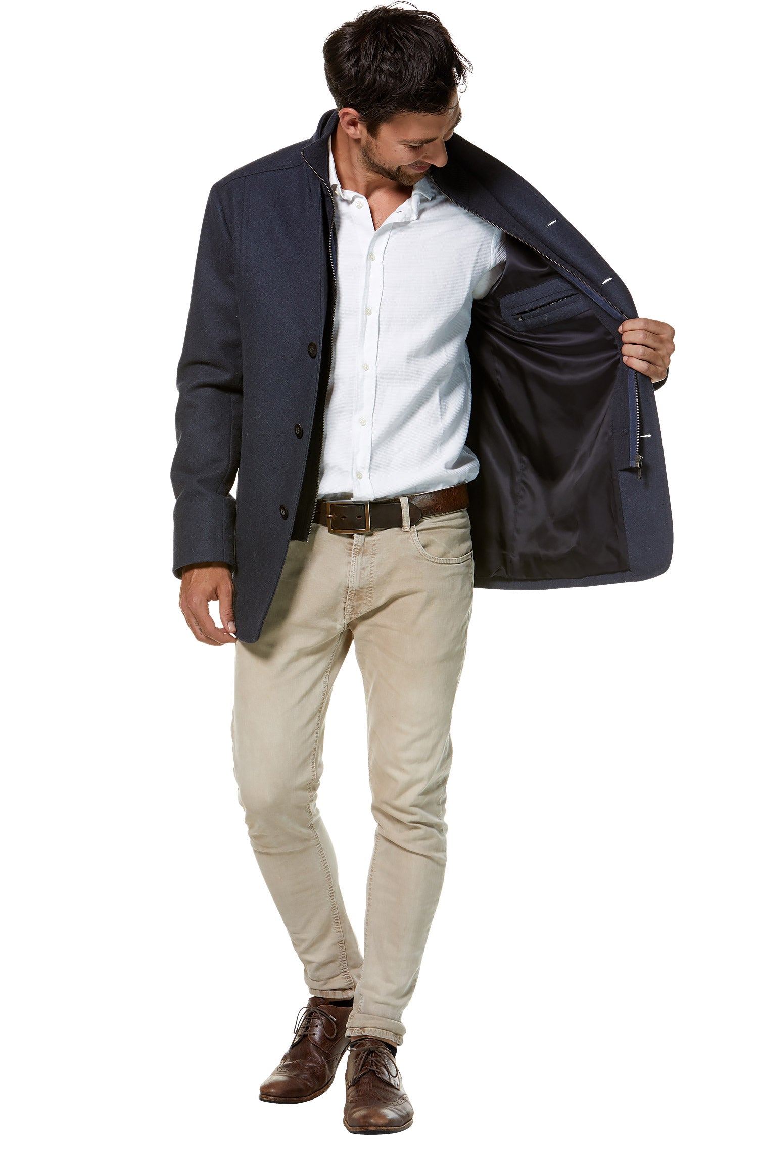 Alpaka Mantel PABLO aus Alpaka und Woll-Mix-blau