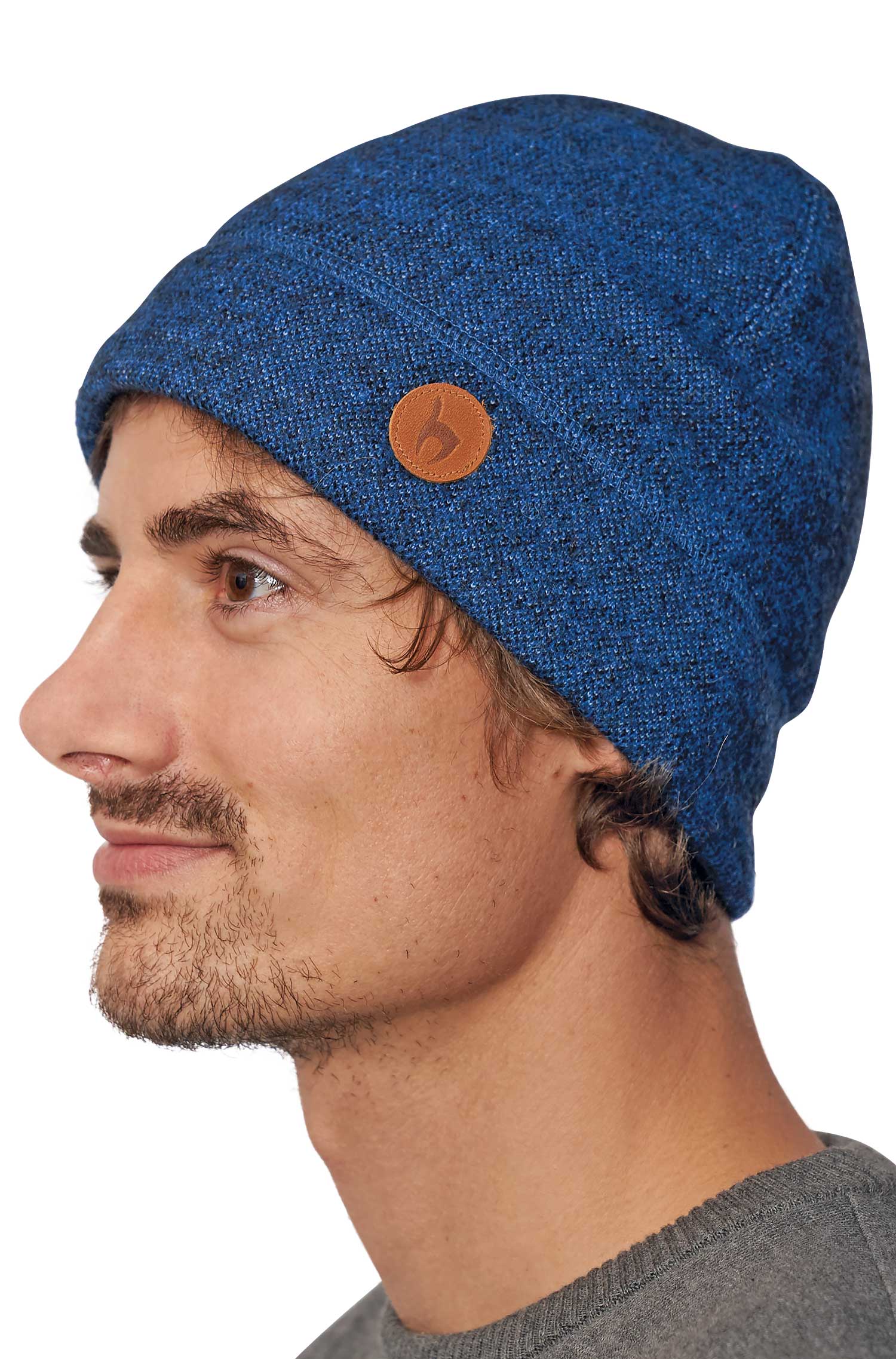 Alpaka Mütze ALPACA SPORT aus Baby Alpaka und Wolle-blau