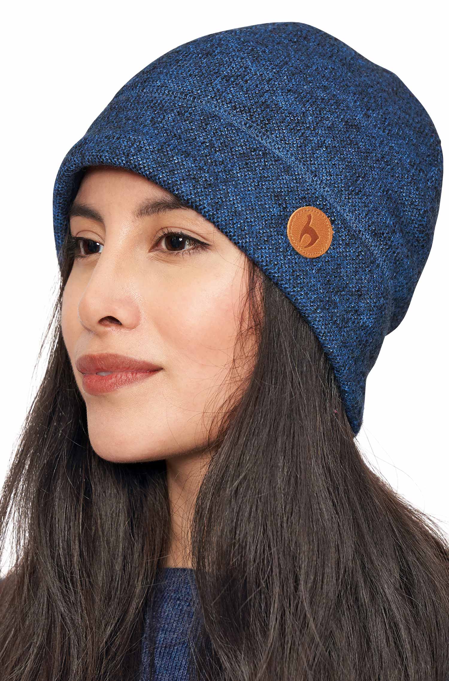 Alpaka Mütze ALPACA SPORT aus Baby Alpaka und Wolle-blau