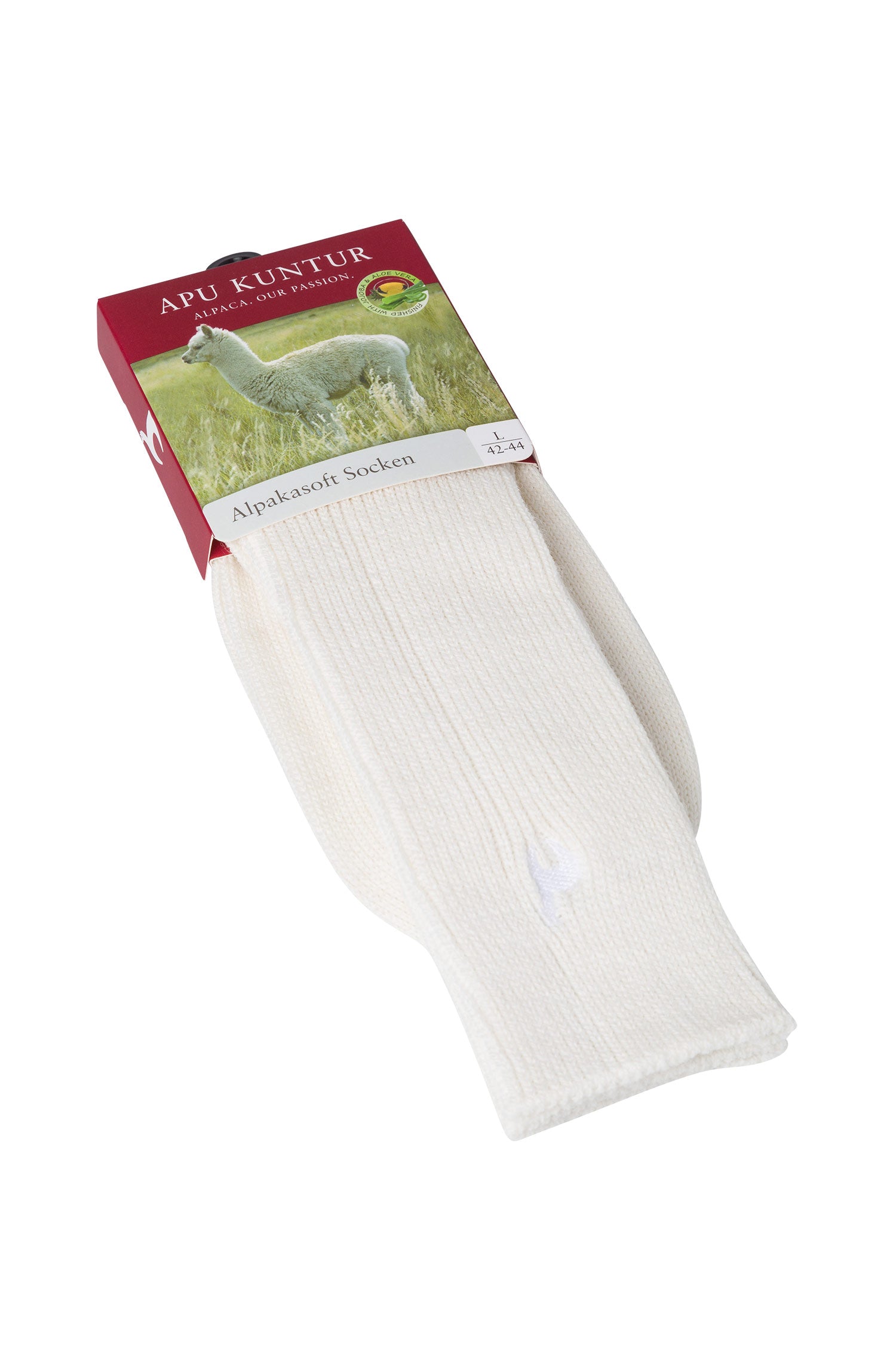 Alpaka Socken SOFT aus 52% Alpaka & 18% Wolle-weiss