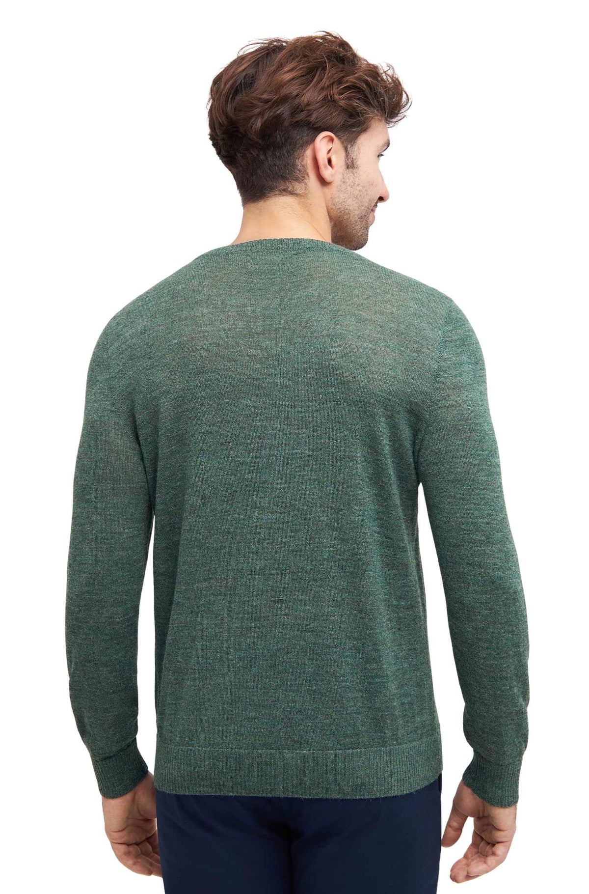 Alpaka Herren Pullover ARTURO-grüngrau melange