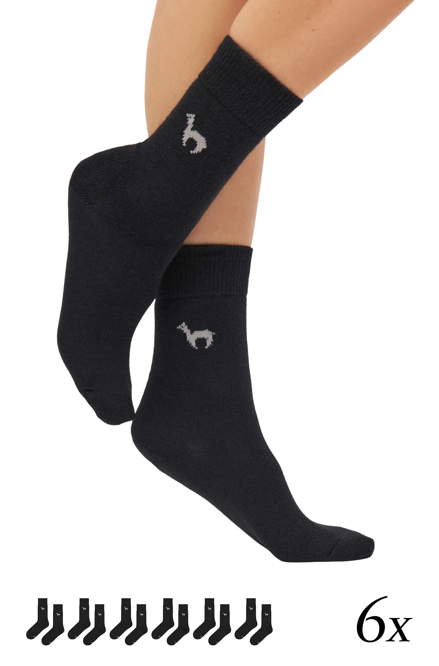Alpaka Socken BUSINESS | 6er-Pack-schwarz