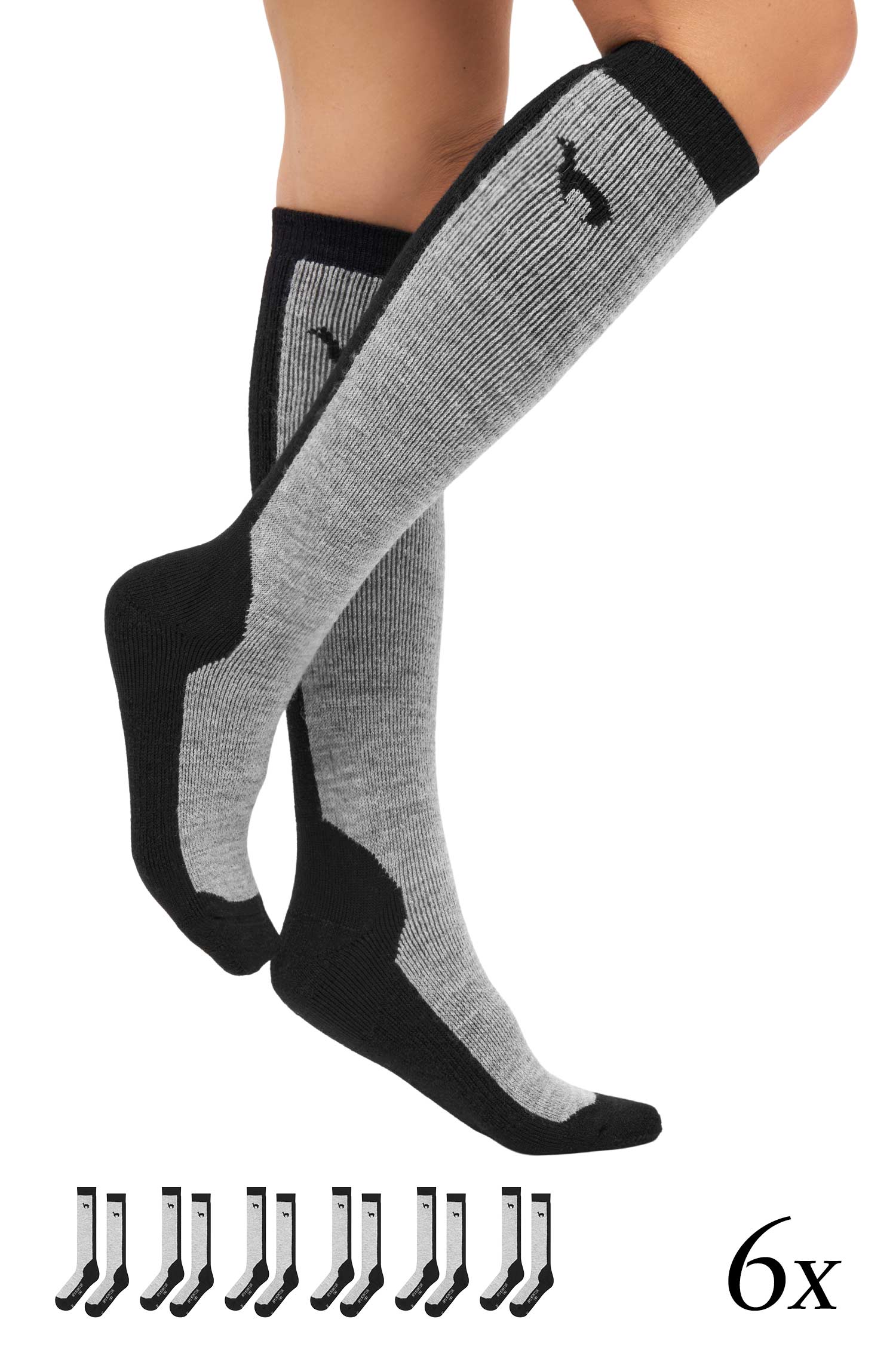 Alpaka Socken SKI | 6er-Pack-schwarz/grau