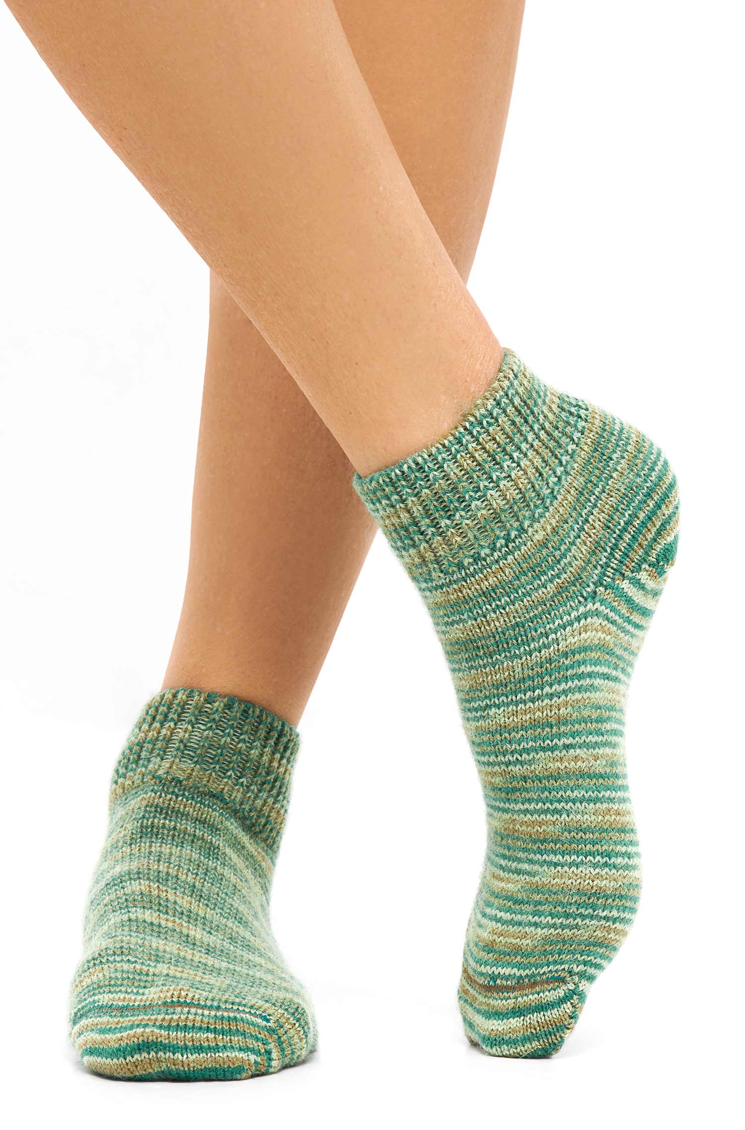 Alpaka Socken FREIZEIT | 6er Pack-grün meliert